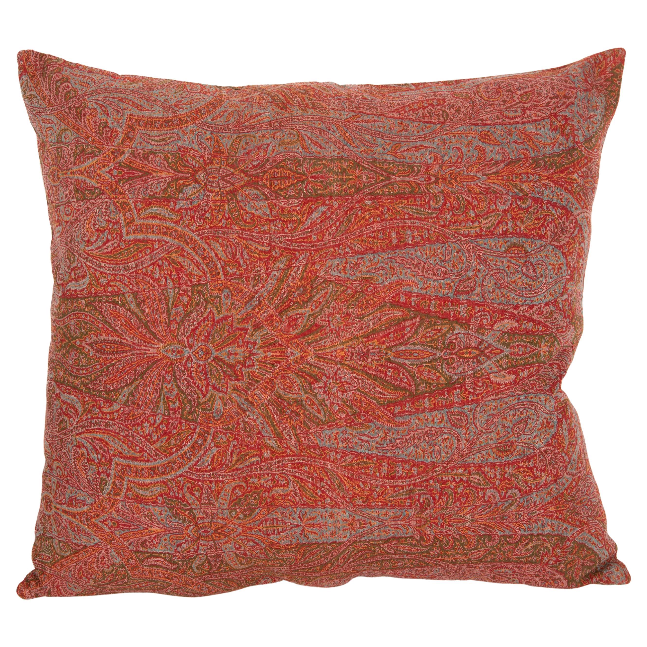Antique Pillow Cover made from a European Wool Paisley Shawl, L 19th/ E.20th C For Sale