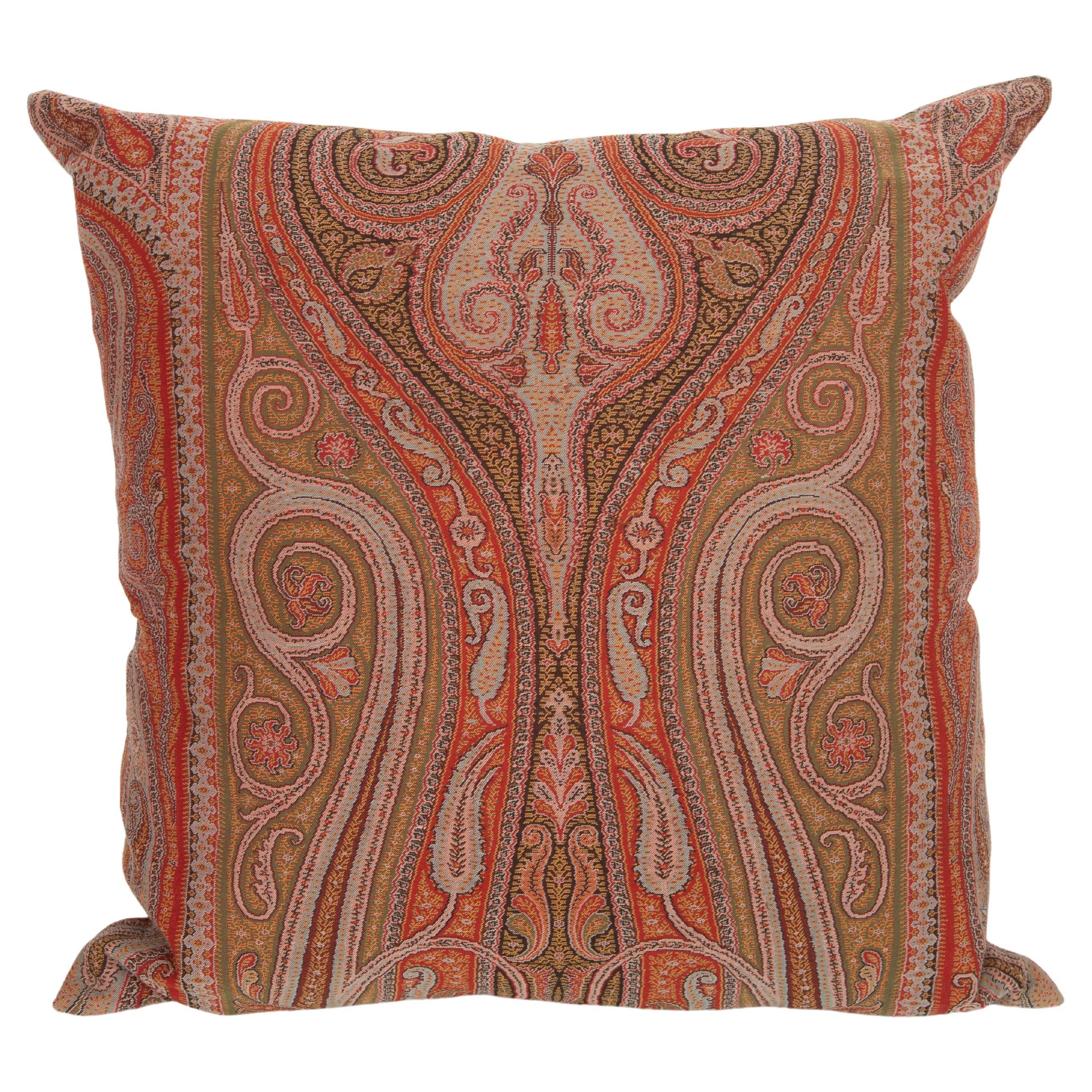 Antique Pillow Cover made from a European Wool Paisley Shawl, L 19th/ E.20th C For Sale