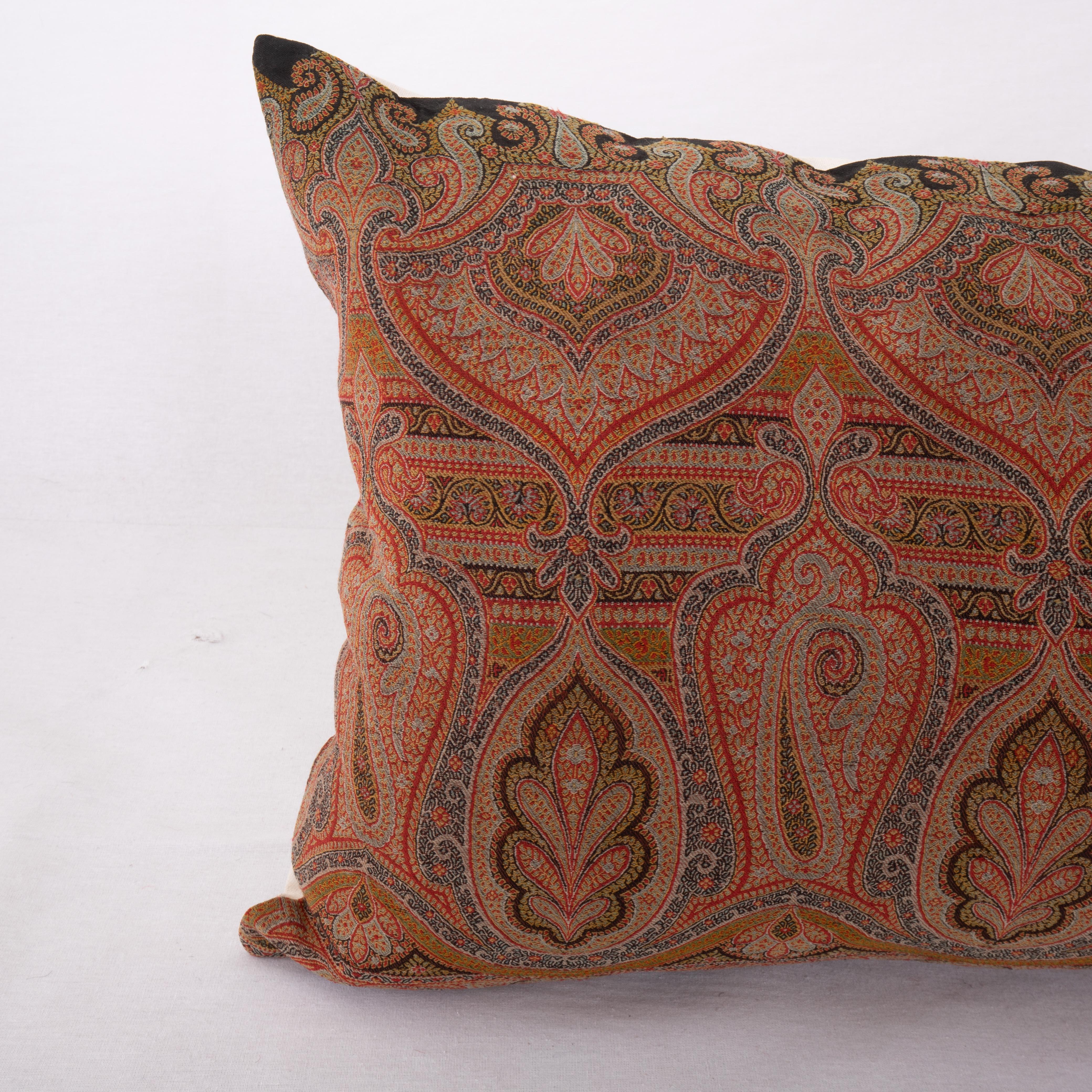 French Antique Pillow Cover Made from a European Wool Paisley Shawl, L 19th/ E.20th