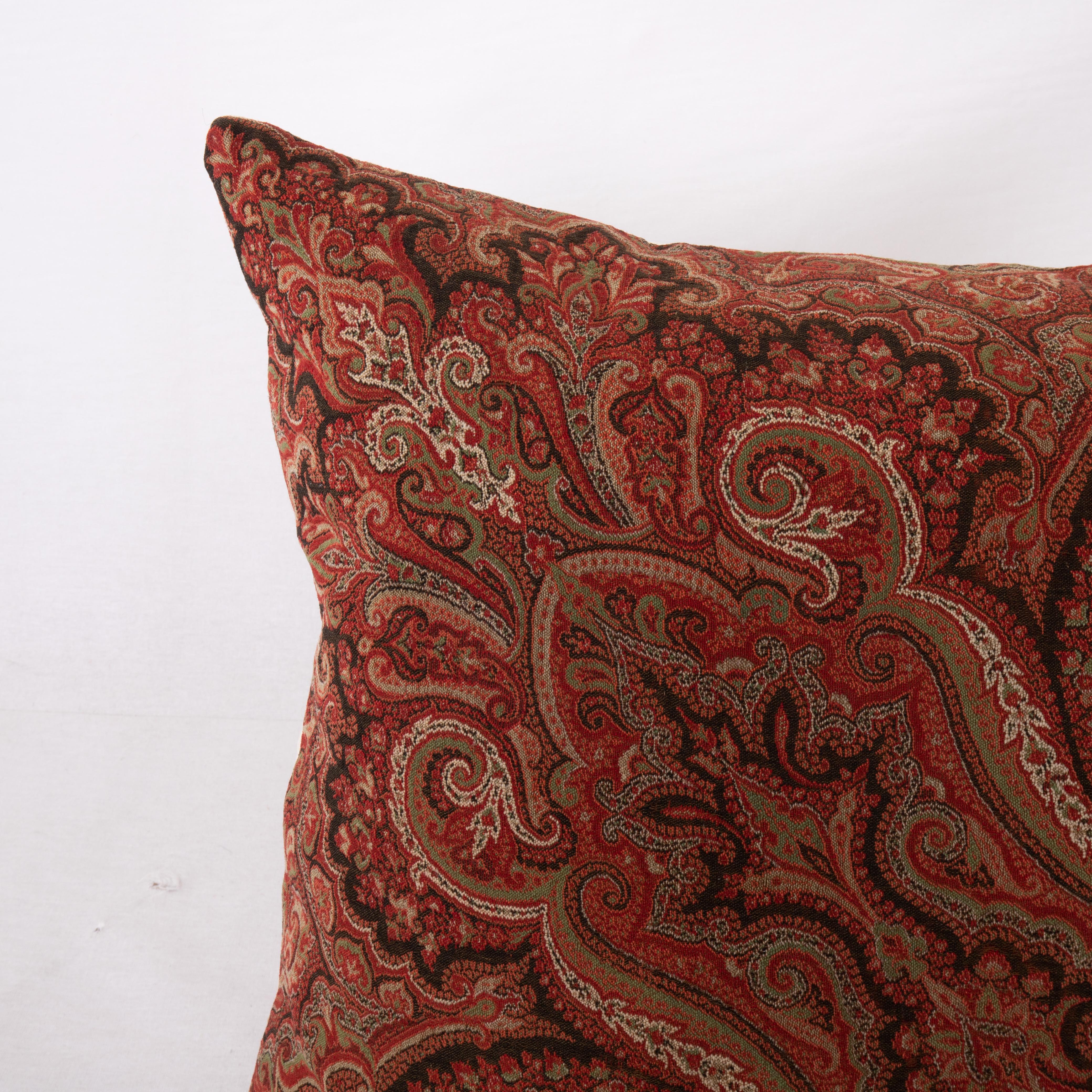 French Antique Pillow Cover Made from a European Wool Paisley Shawl, L 19th/ E.20th For Sale