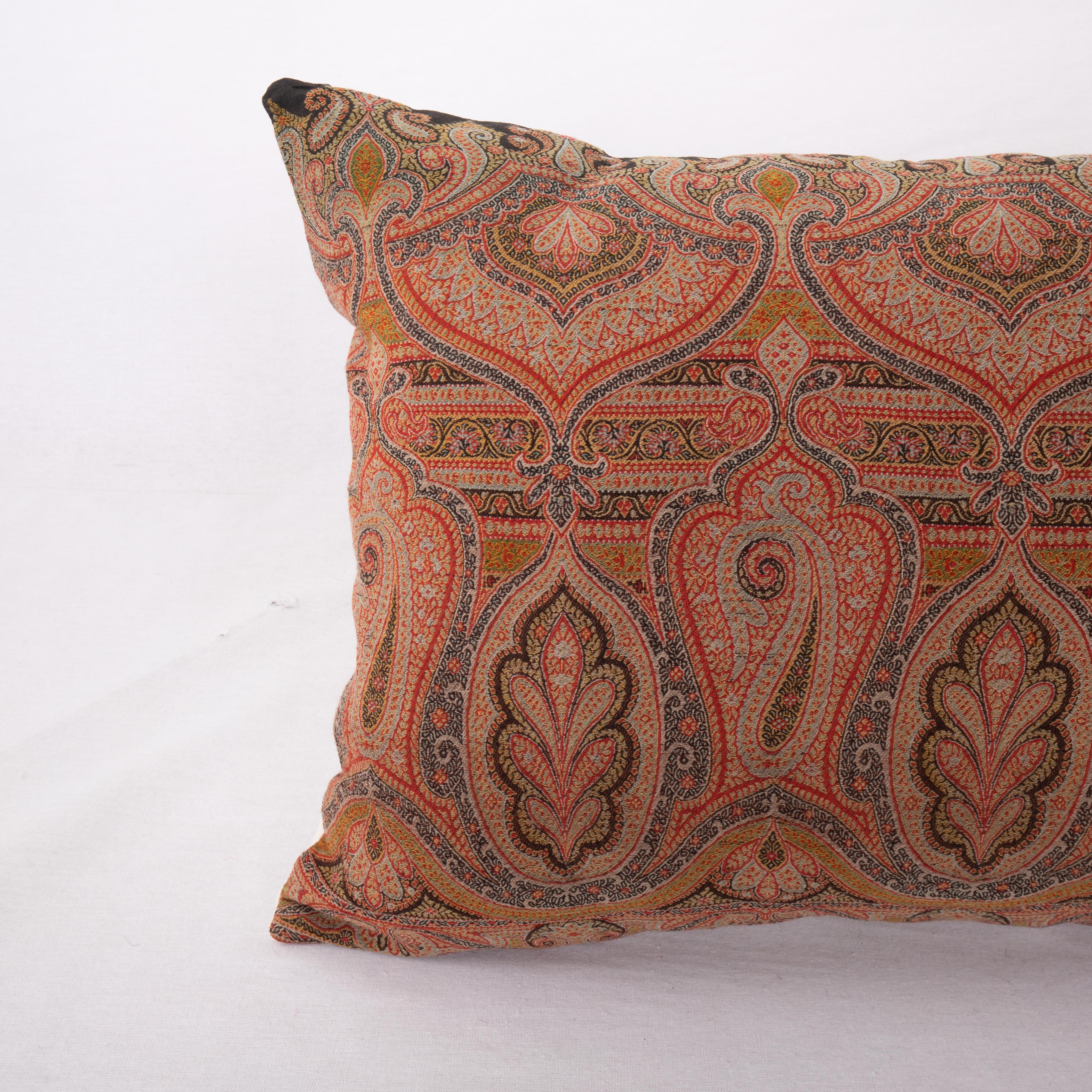 French Antique Pillow Cover Made from a European Wool Paisley Shawl, L 19th/ E.20th