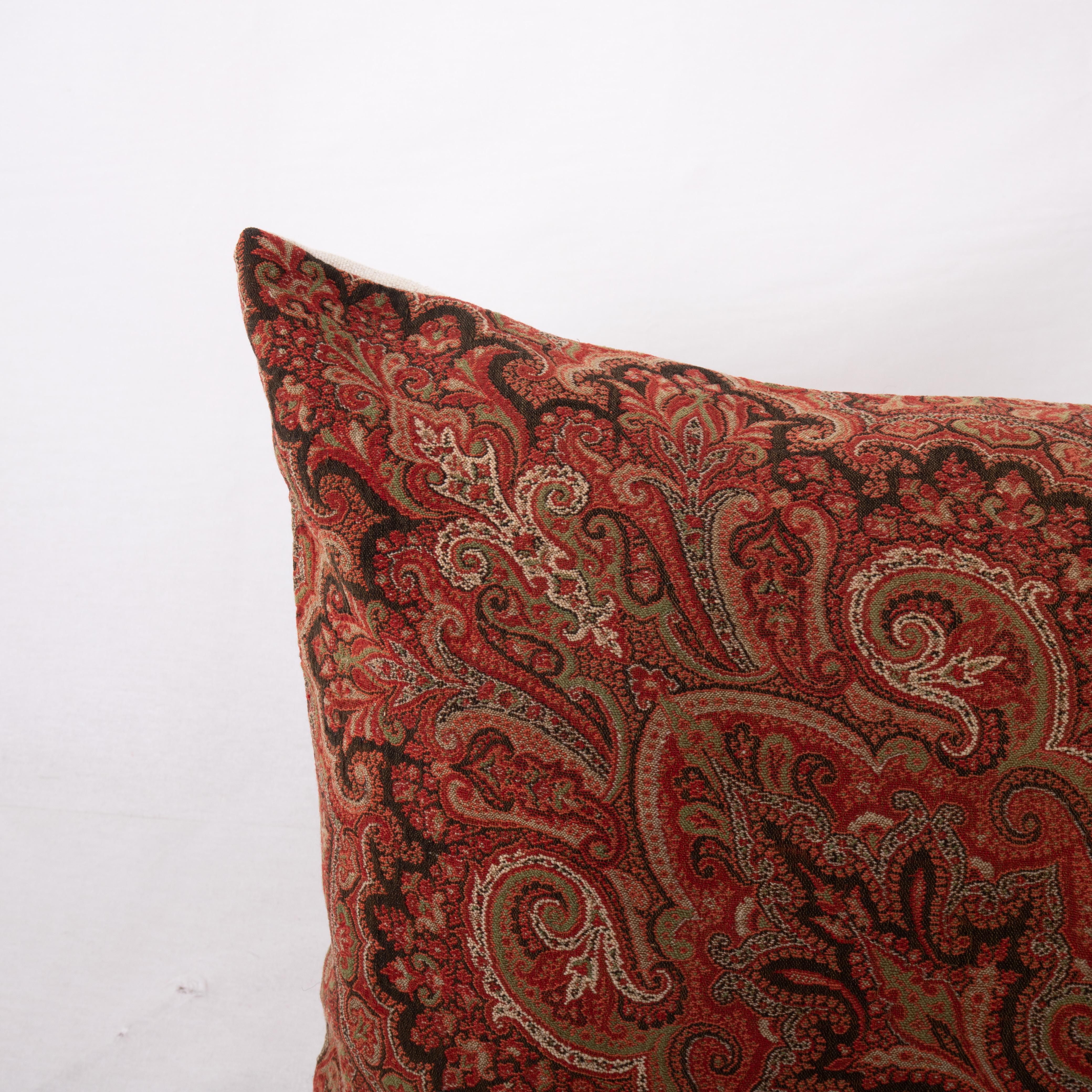 French Antique Pillow Cover Made from a European Wool Paisley Shawl, L 19th/ E. 20th For Sale