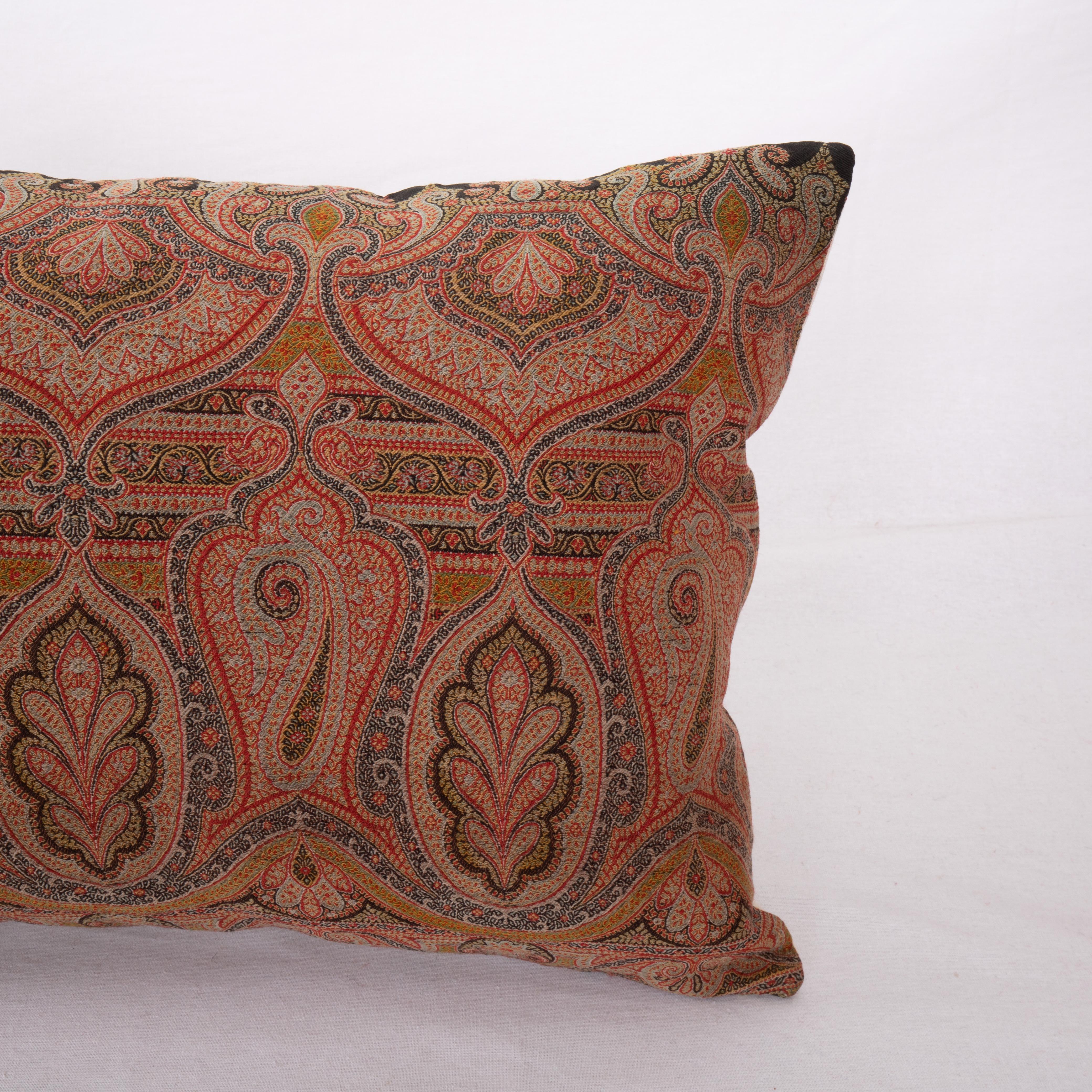 Woven Antique Pillow Cover Made from a European Wool Paisley Shawl, L 19th/ E.20th