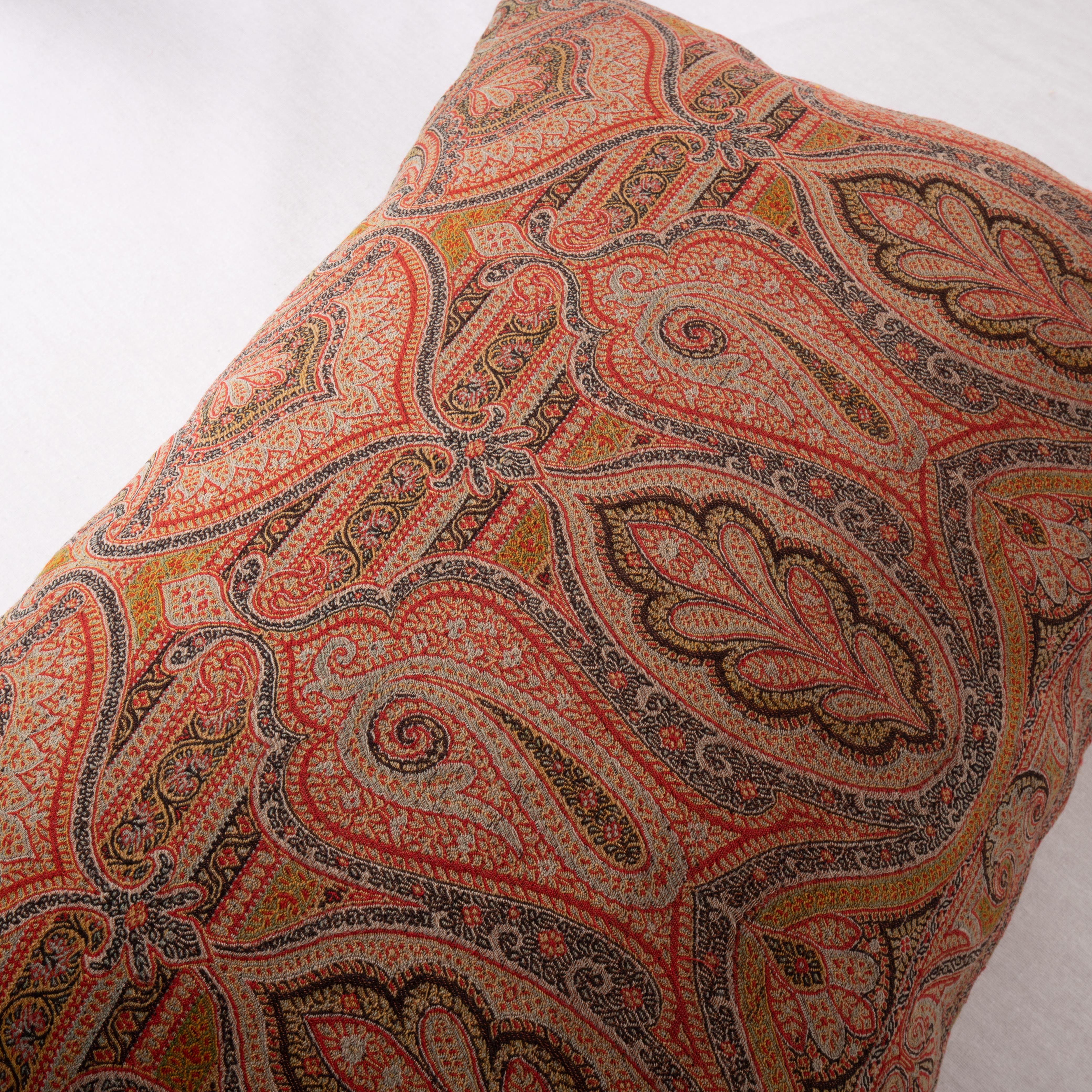 Antique Pillow Cover Made from a European Wool Paisley Shawl, L 19th/ E.20th In Good Condition In Istanbul, TR