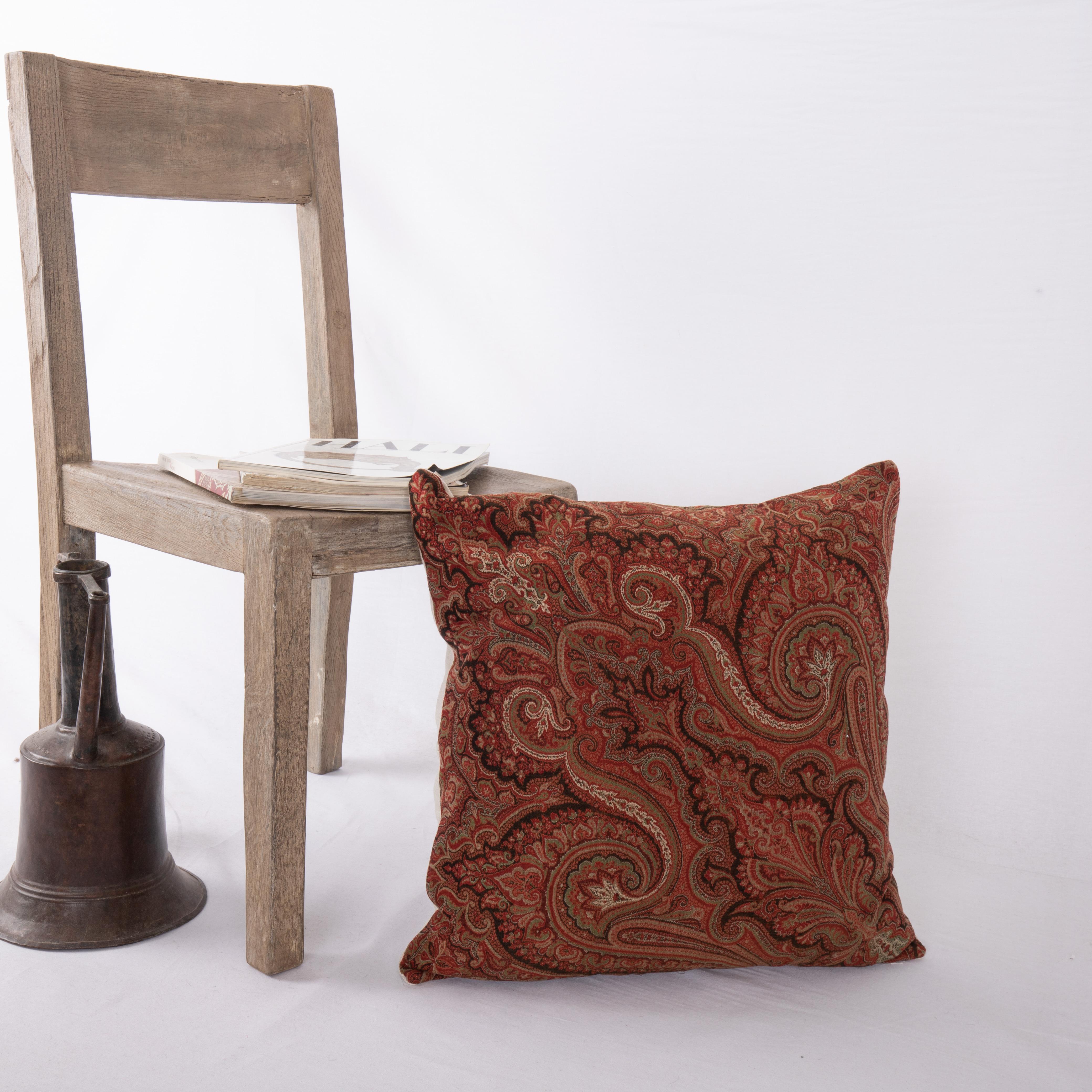 20th Century Antique Pillow Cover Made from a European Wool Paisley Shawl, L 19th/ E.20th For Sale