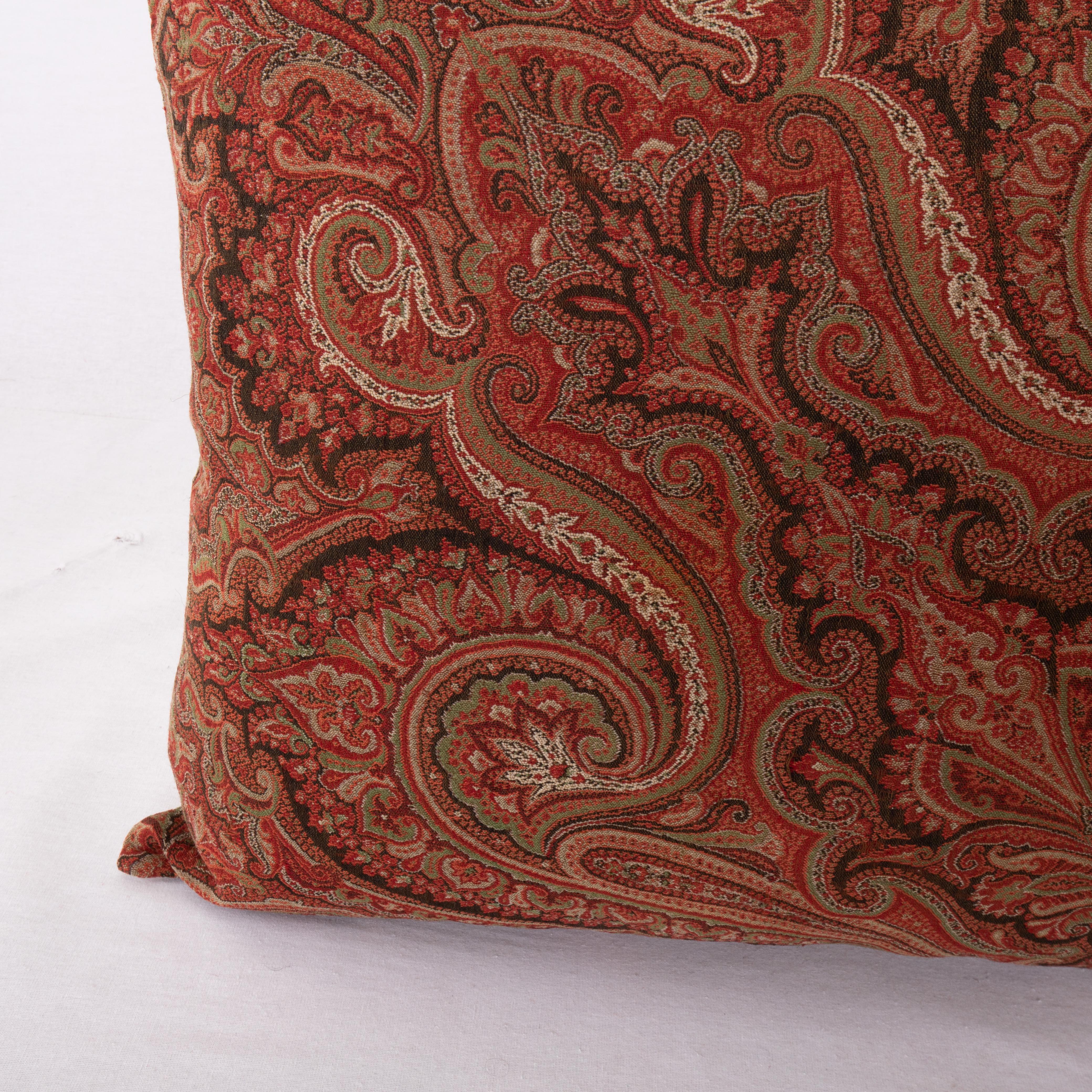 20th Century Antique Pillow Cover Made from a European Wool Paisley Shawl, L 19th/ E. 20th For Sale