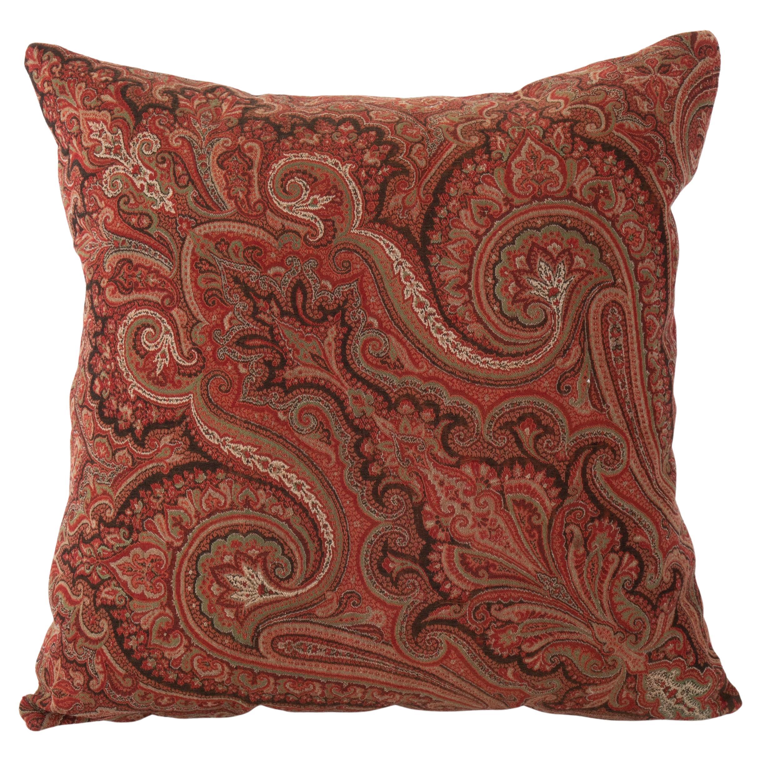 Antique Pillow Cover Made from a European Wool Paisley Shawl, L 19th/ E.20th