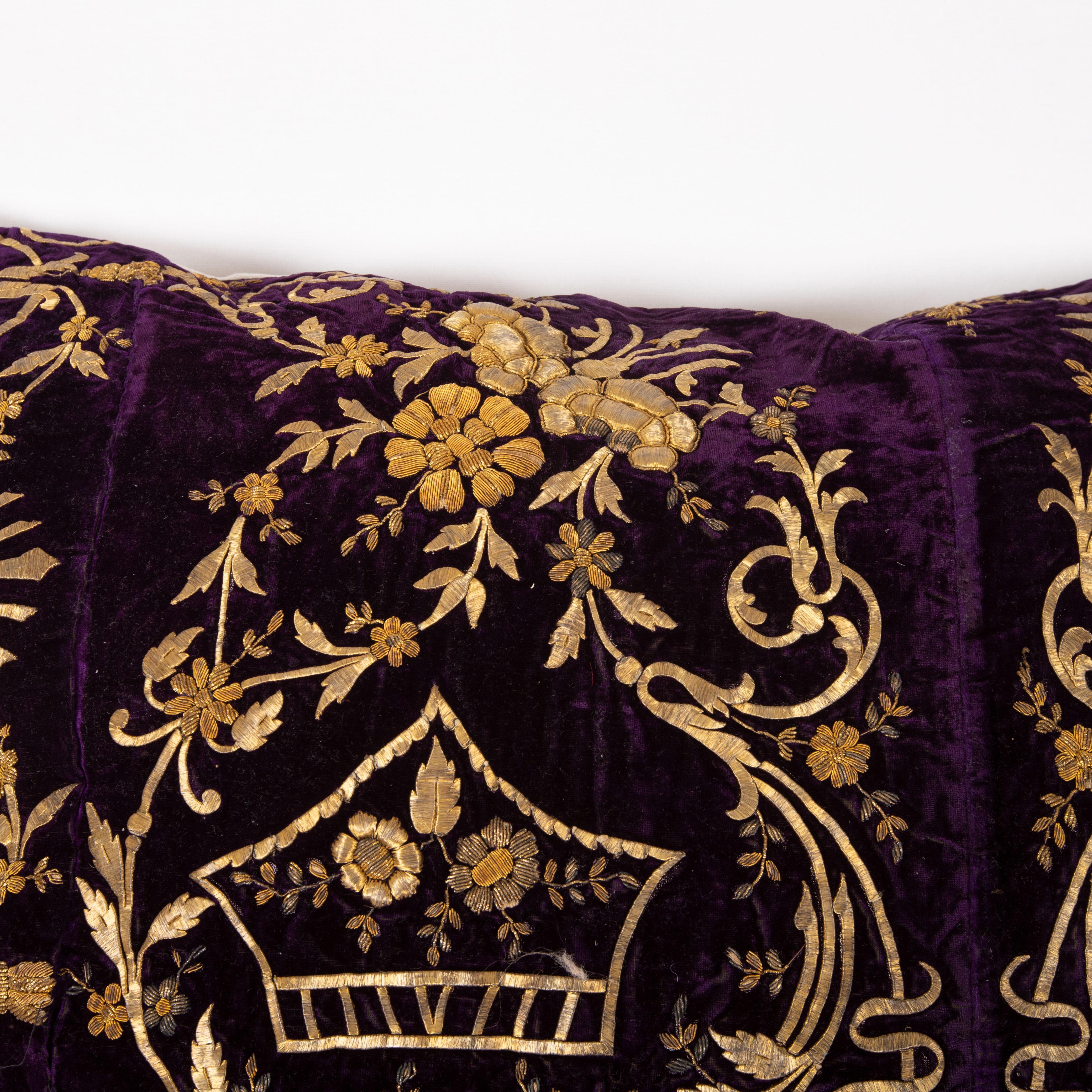 Islamic Antique Pillow Cover Made from a Silk Velvet Sarma Embroidery Fragment., L 19th 