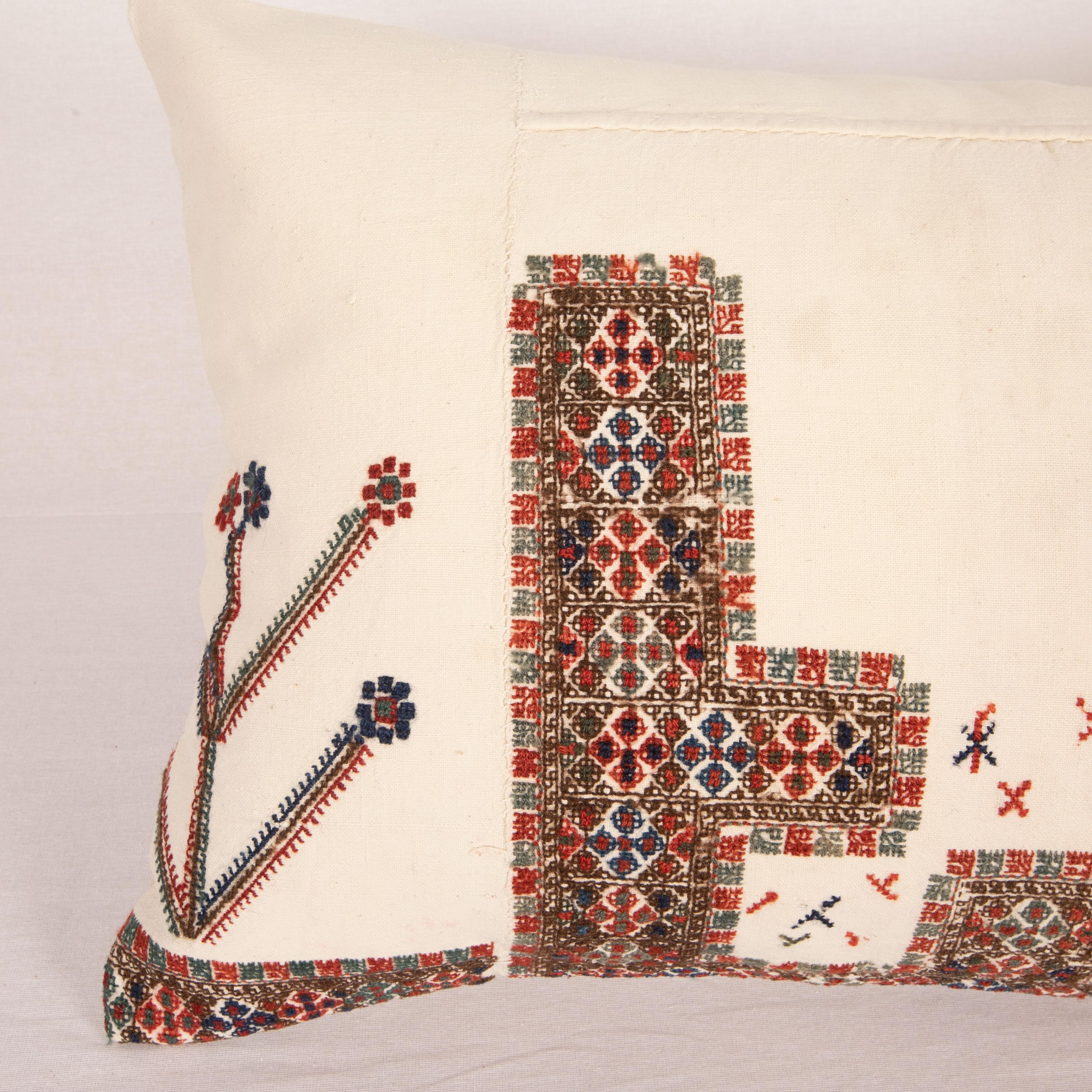 Suzani Antique Pillow Cover Made from an Eastern European Dress Front, Early 20th C