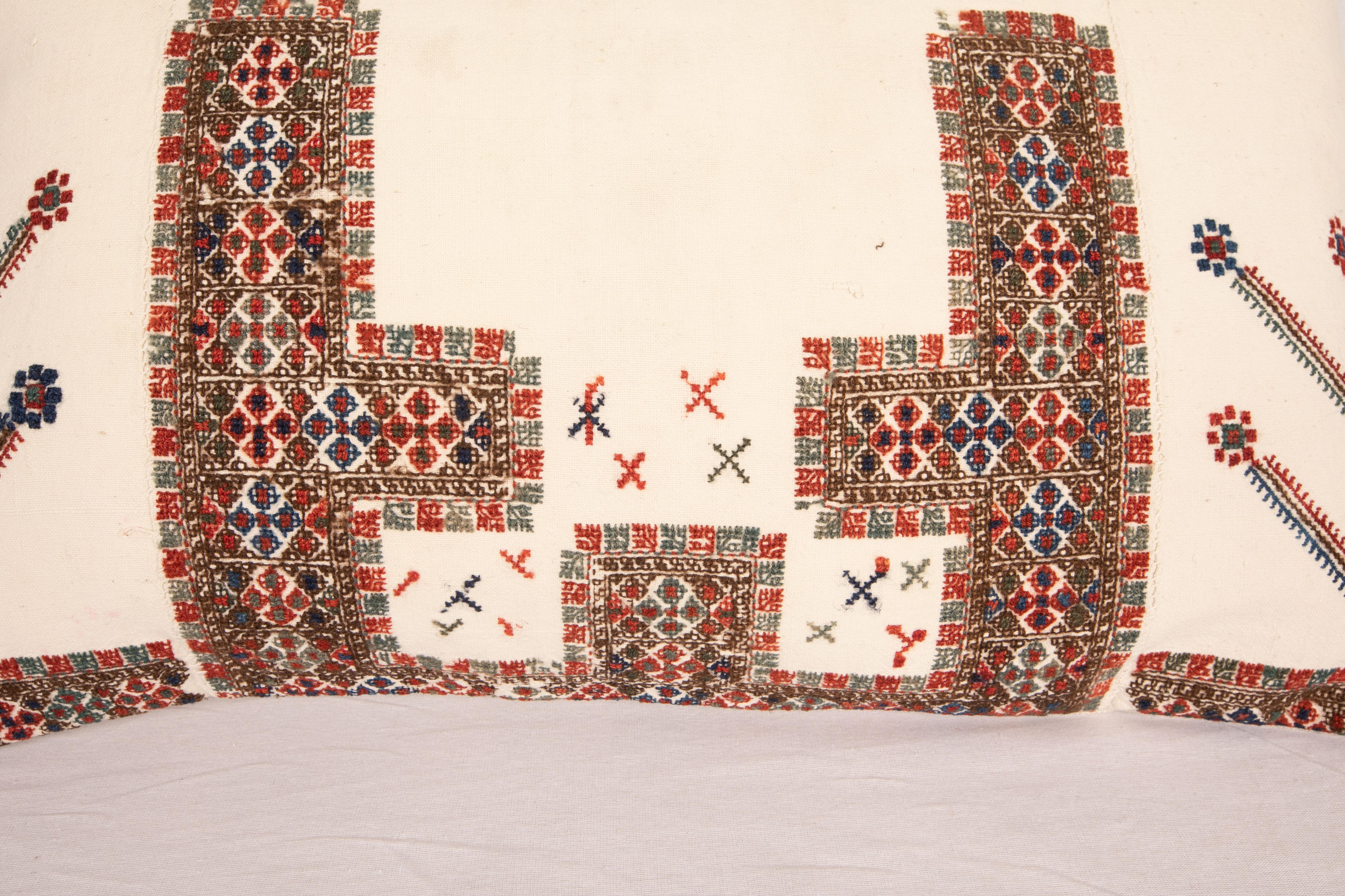 Embroidered Antique Pillow Cover Made from an Eastern European Dress Front, Early 20th C