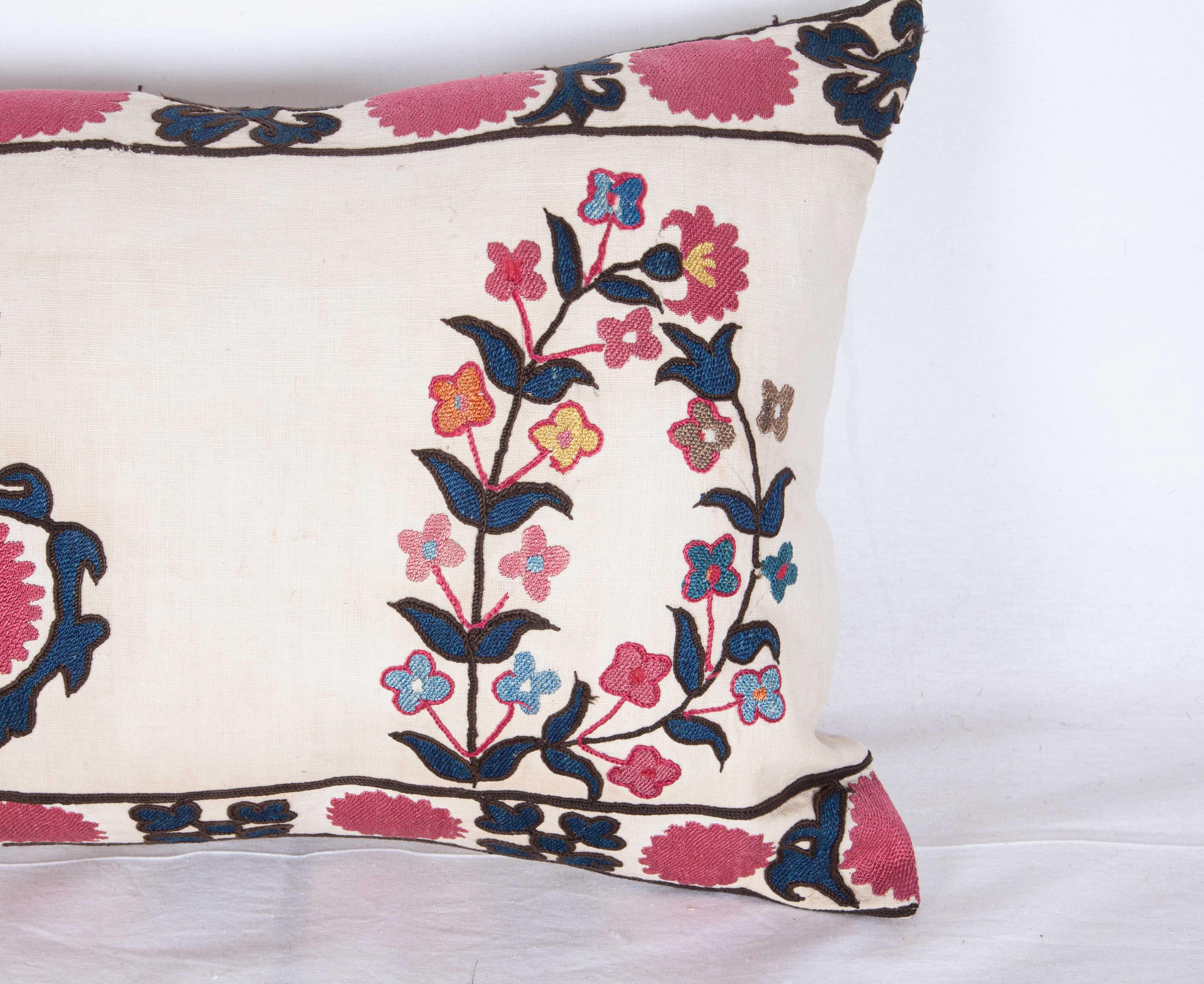 Embroidered Antique Pillow Made from 19th Century Tashkent Suzani