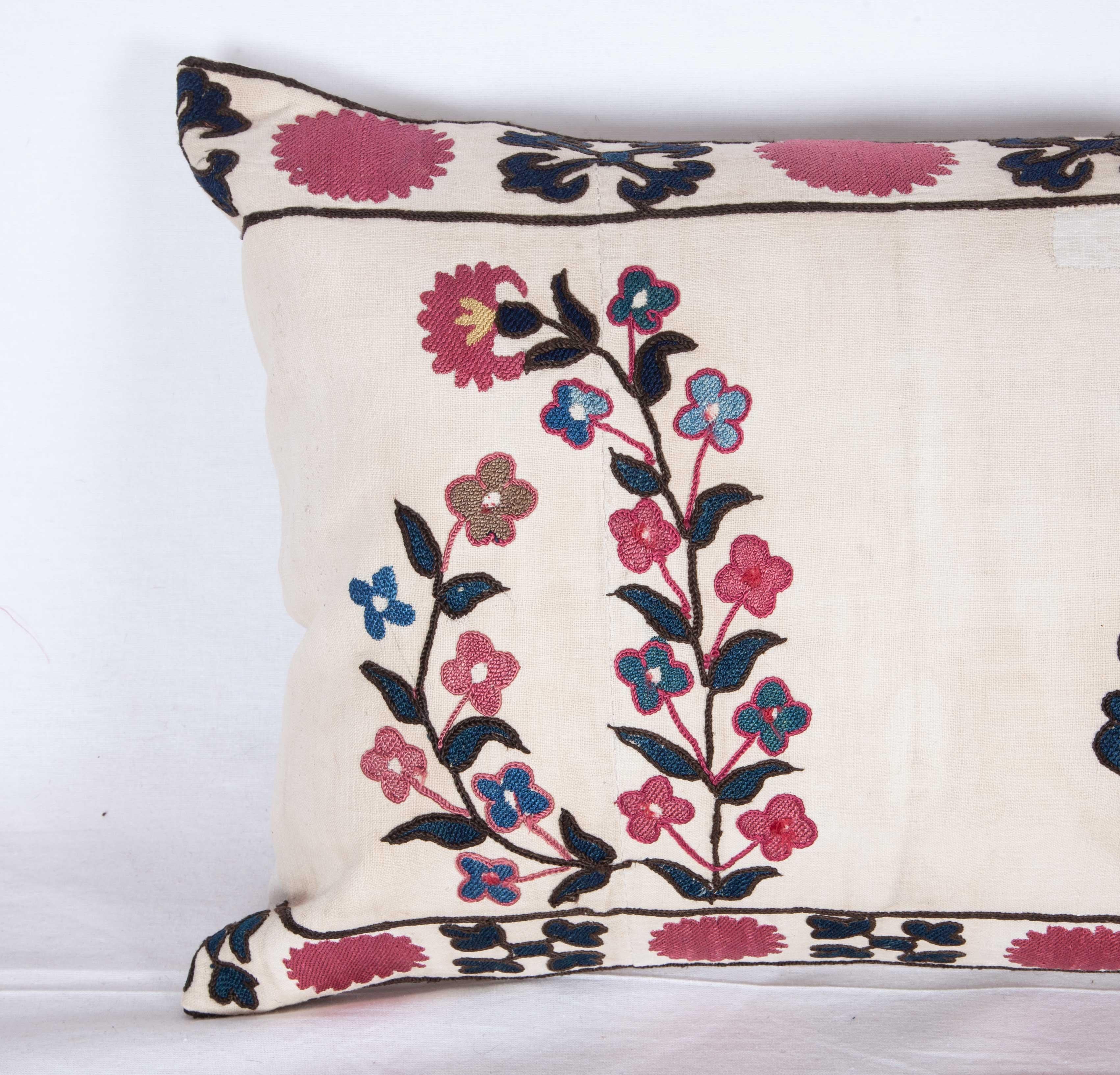 Antique Pillow Made from 19th Century Tashkent Suzani In Good Condition In Istanbul, TR