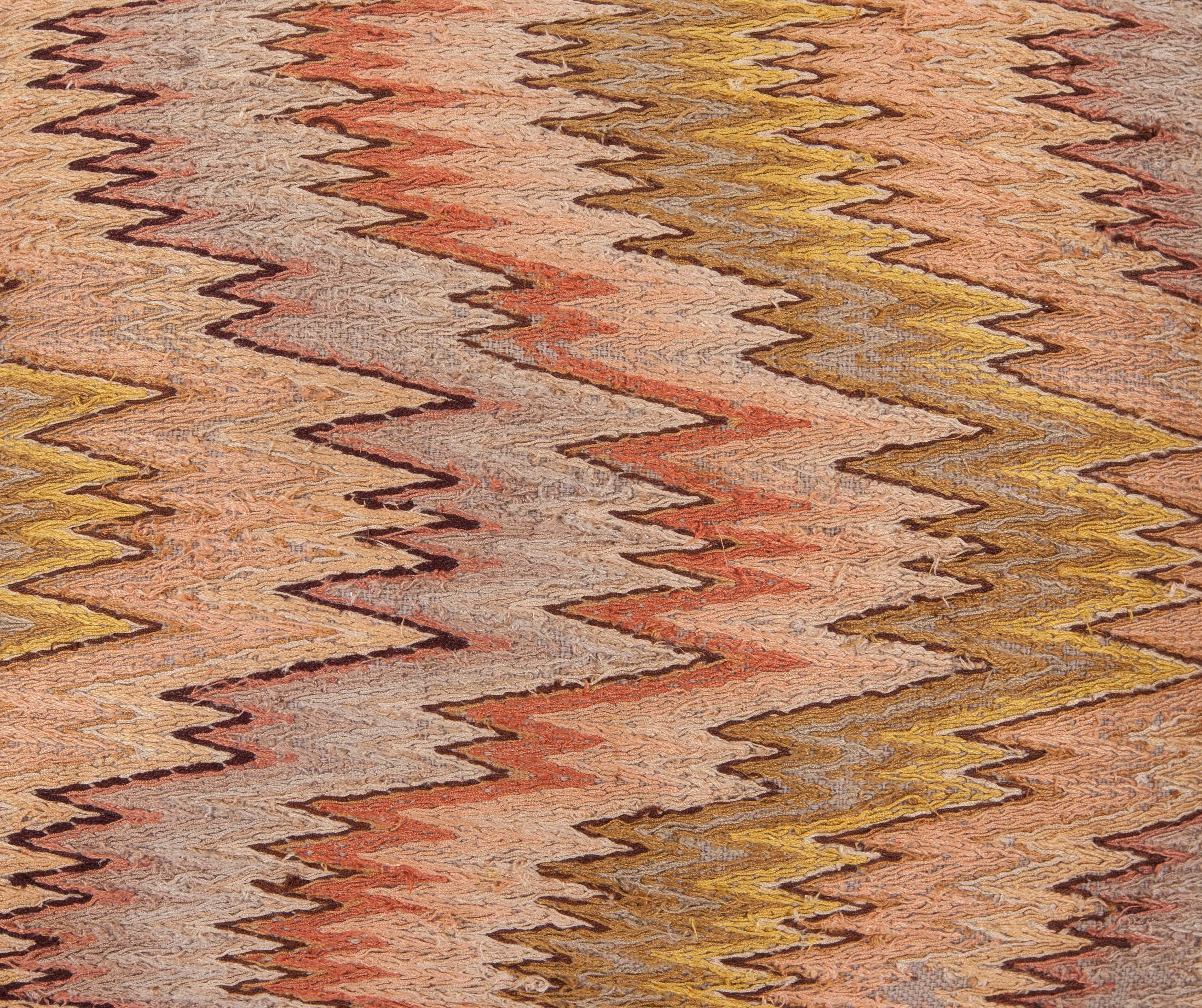 Aesthetic Movement Antique Pillow Made from a 18th-19th Century Italian Bargello Flame Stitch