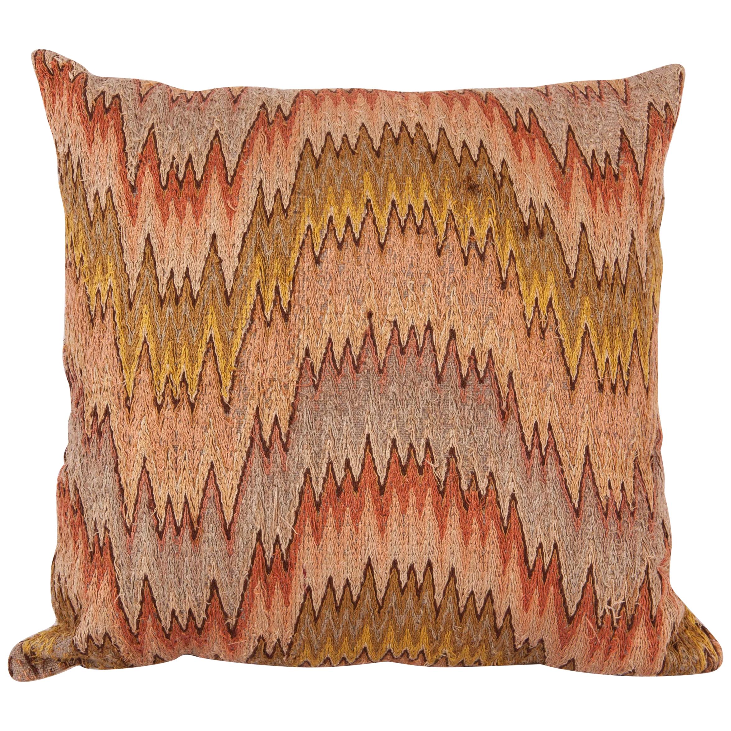 Antique Pillow Made from a 18th-19th Century Italian Bargello Flame Stitch