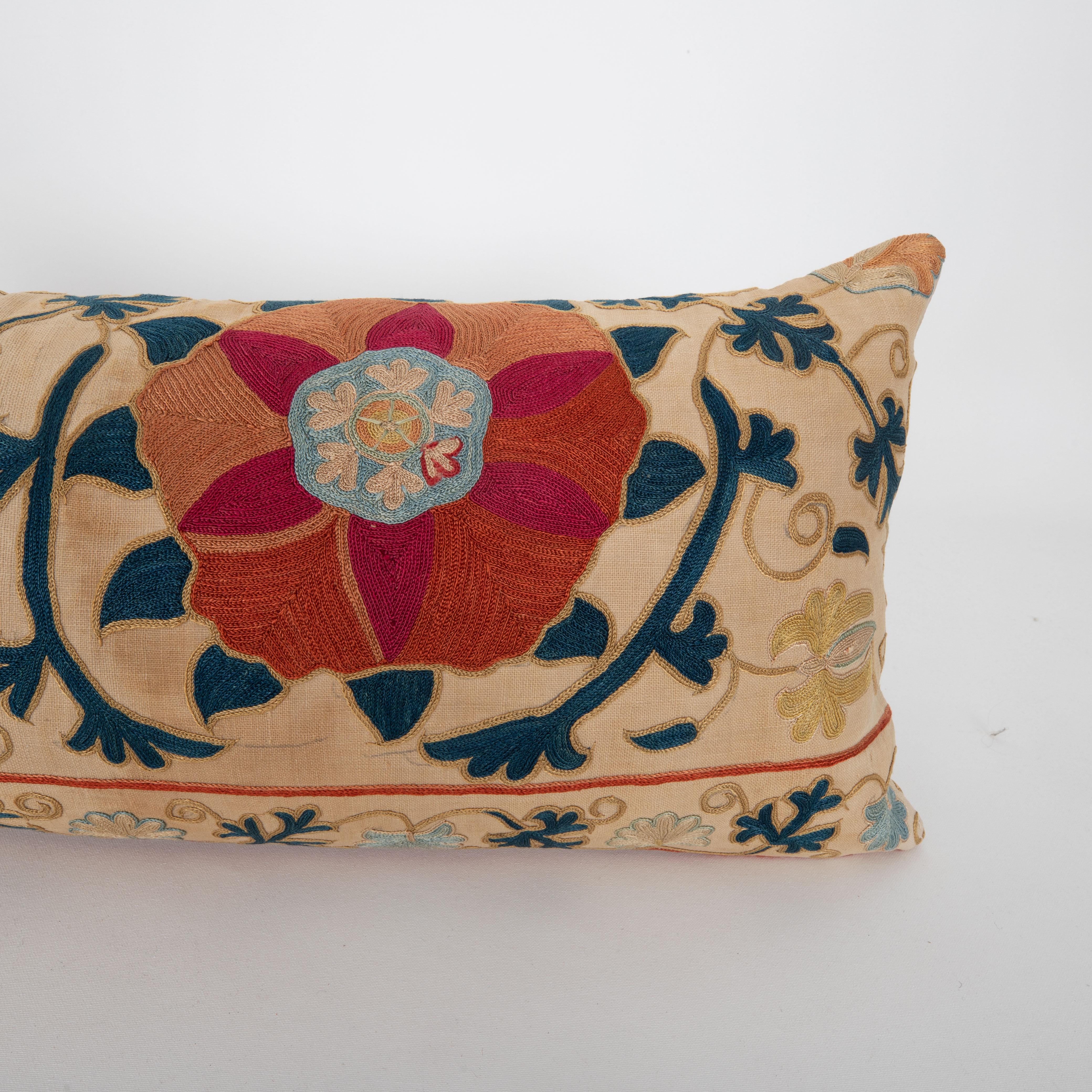 Antique pillow Made from a 19th C. Suzani Fragment In Good Condition For Sale In Istanbul, TR