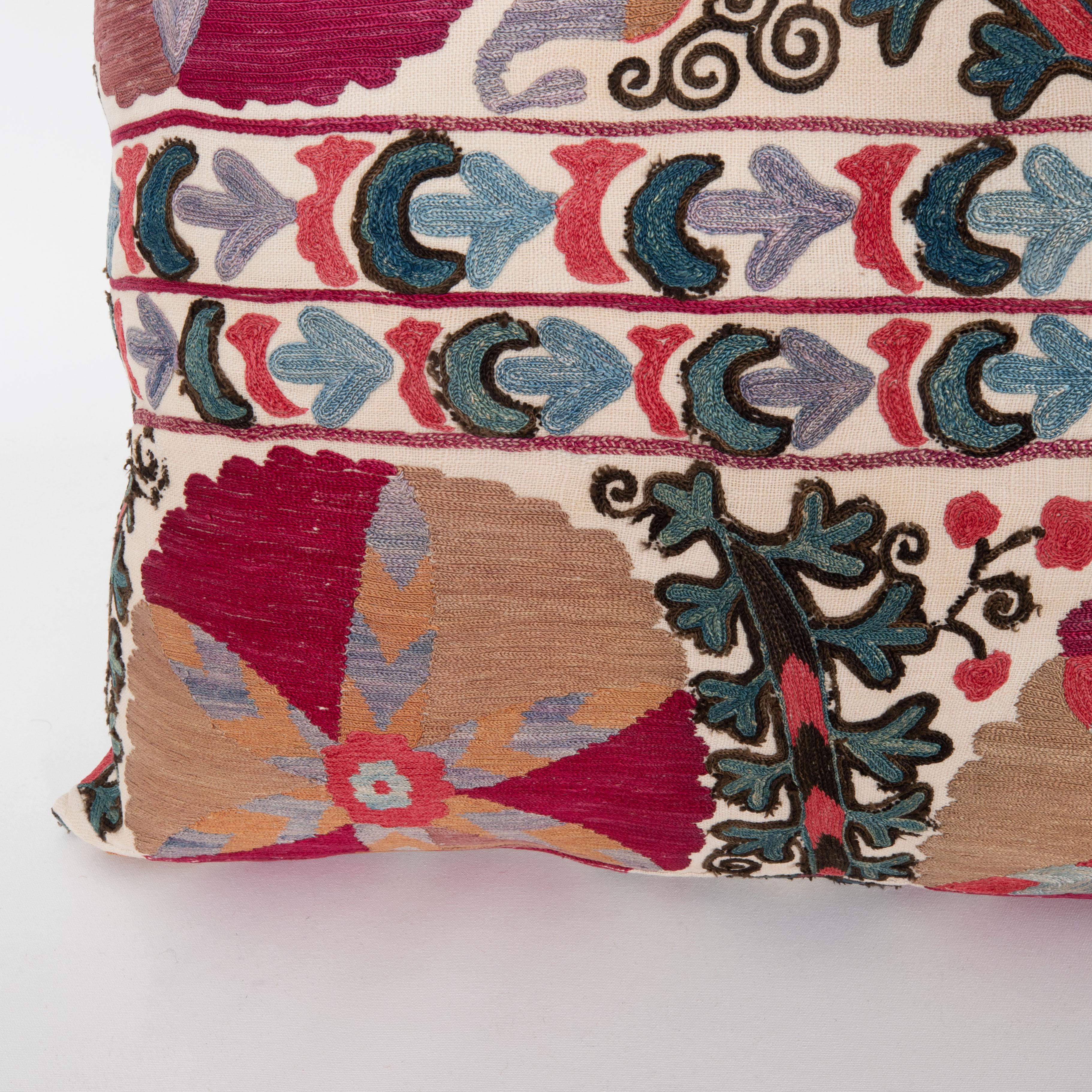 19th Century Antique pillow Made from a 19th C. Suzani Fragment For Sale