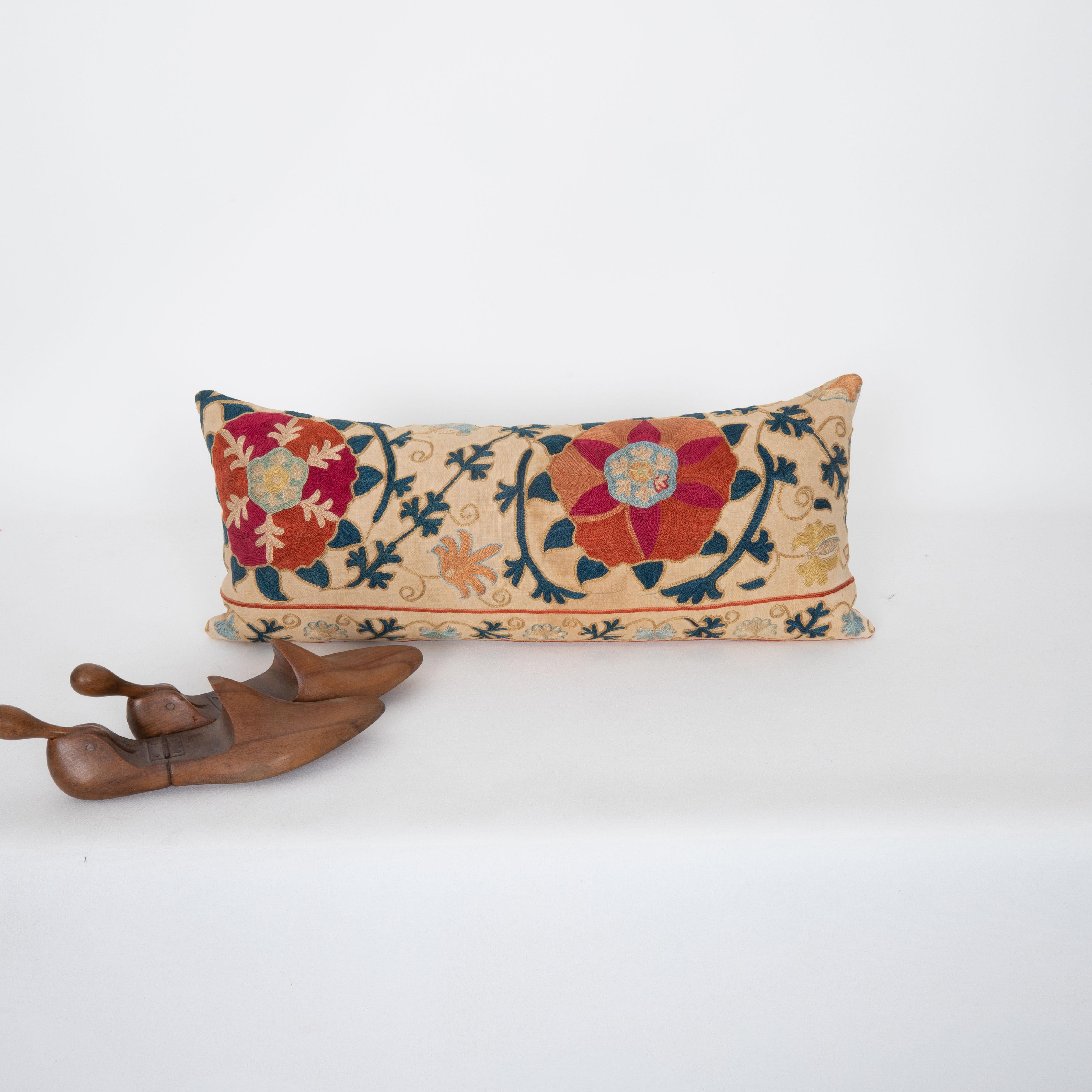 Antique pillow Made from a 19th C. Suzani Fragment For Sale 1