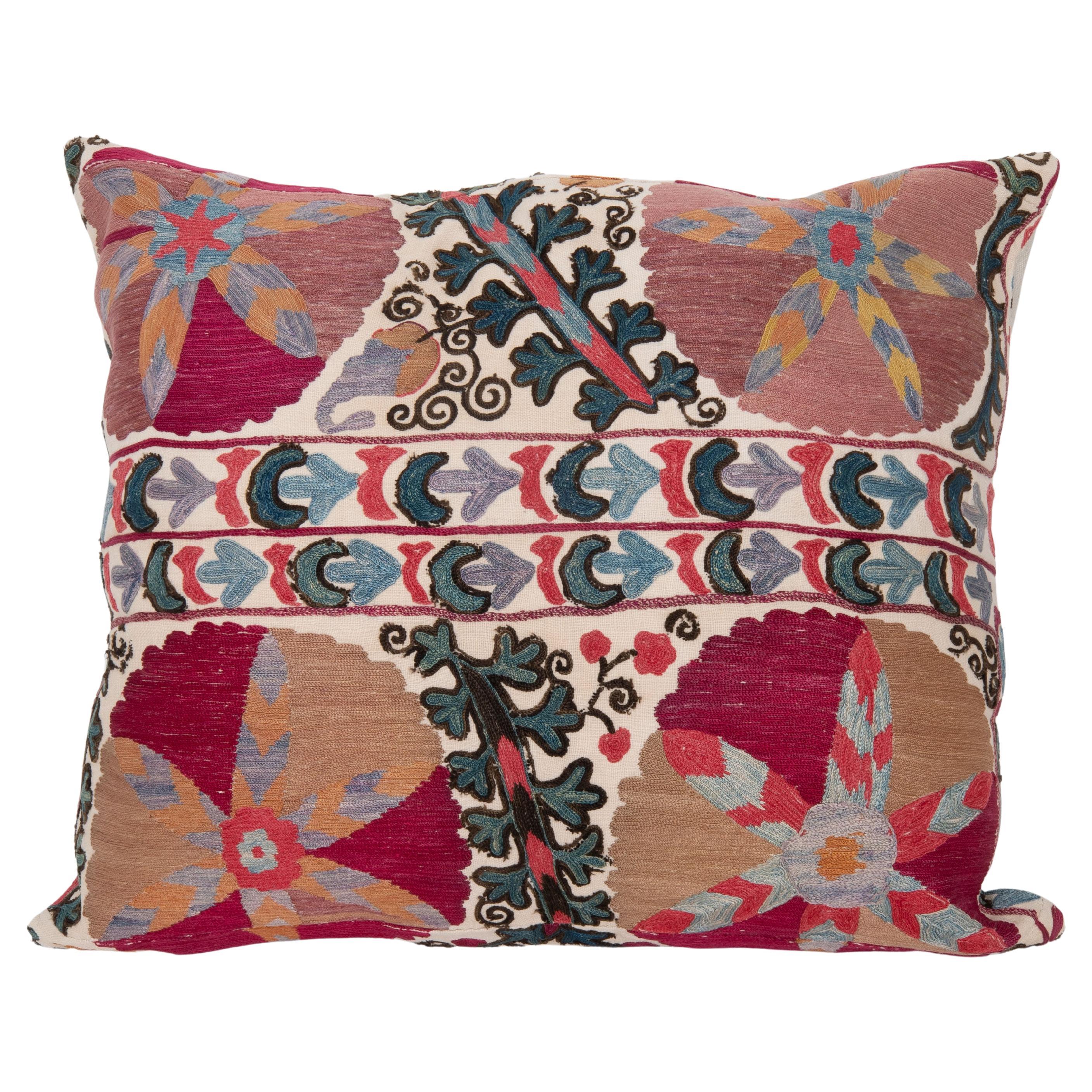 Antique pillow Made from a 19th C. Suzani Fragment For Sale