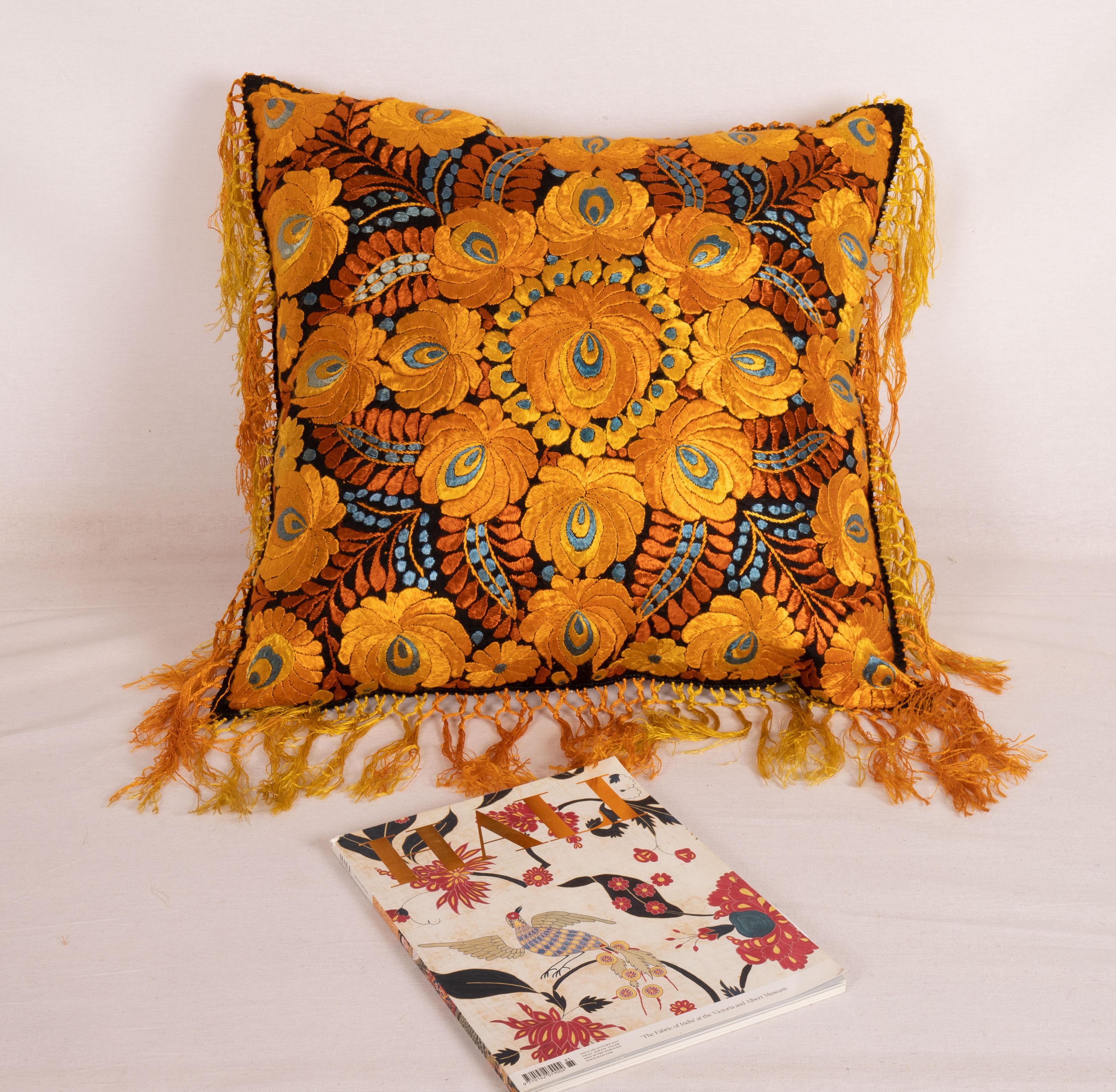 Suzani Antique Pillow Made Out of an Hungarian Matyo Embroidery, 1st Half 20th C.