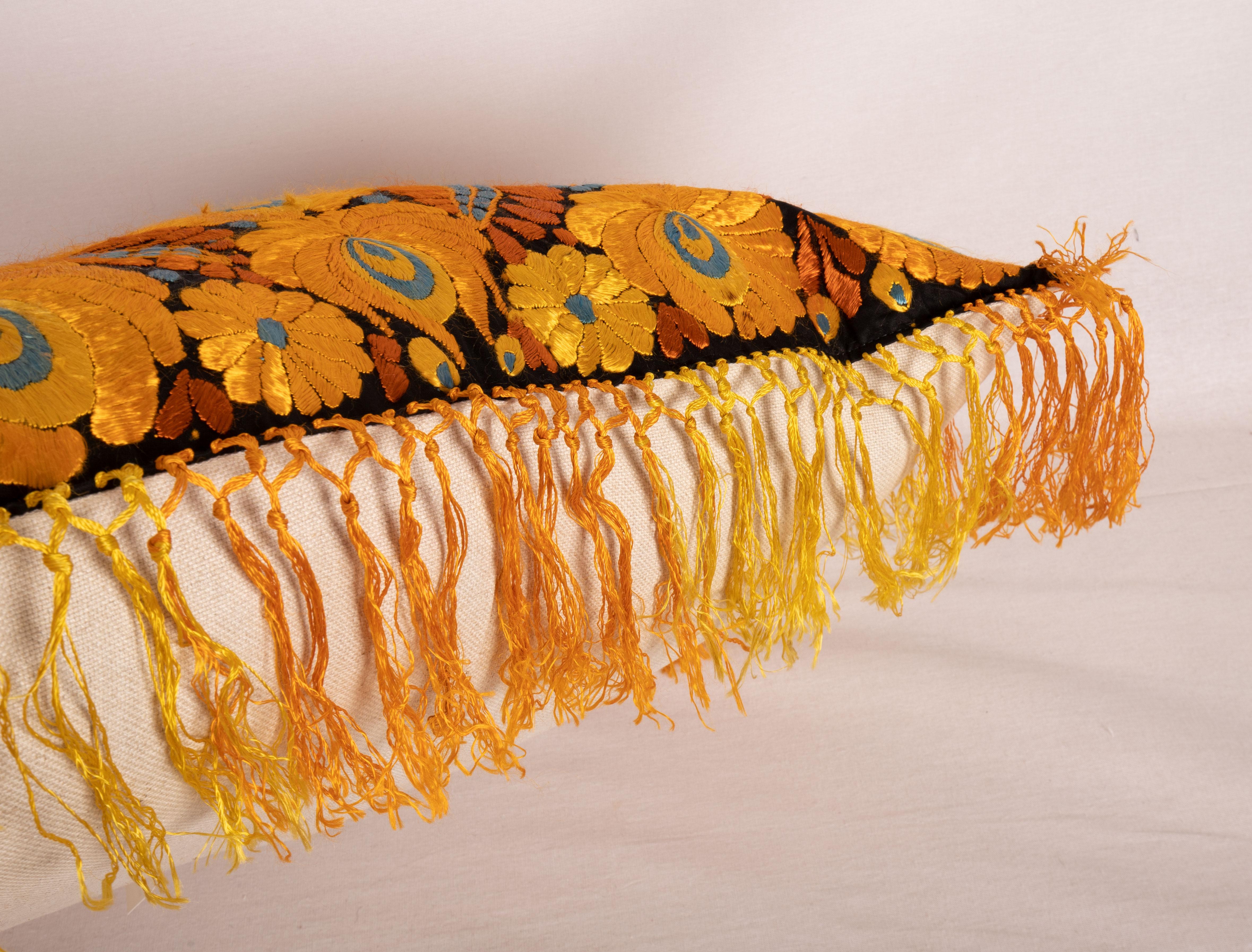Silk Antique Pillow Made Out of an Hungarian Matyo Embroidery, 1st Half 20th C.