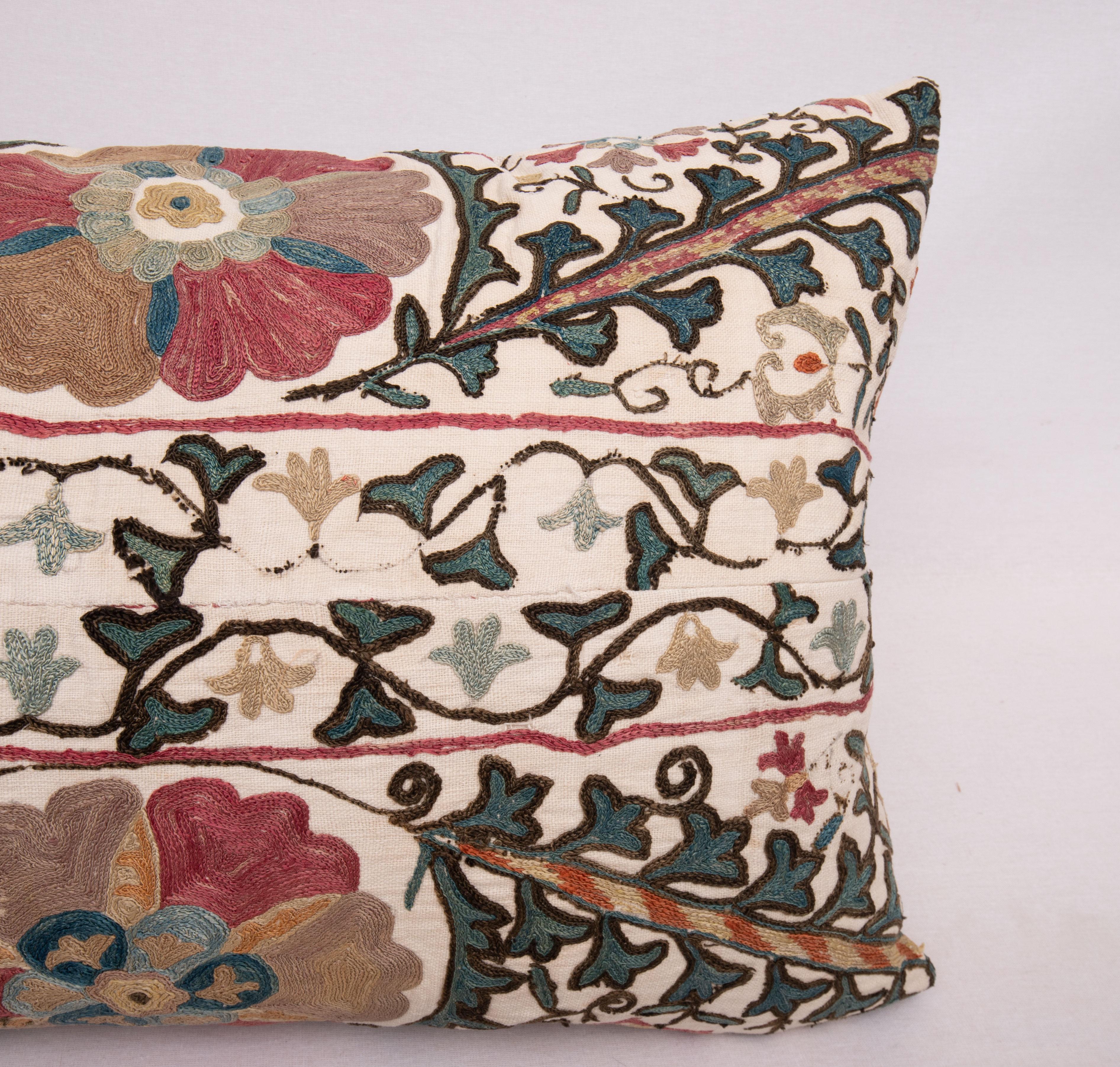 19th Century Antique Pillowcase Made from a late 19th C. Bukhara Suzani Fragment, Uzbekistan