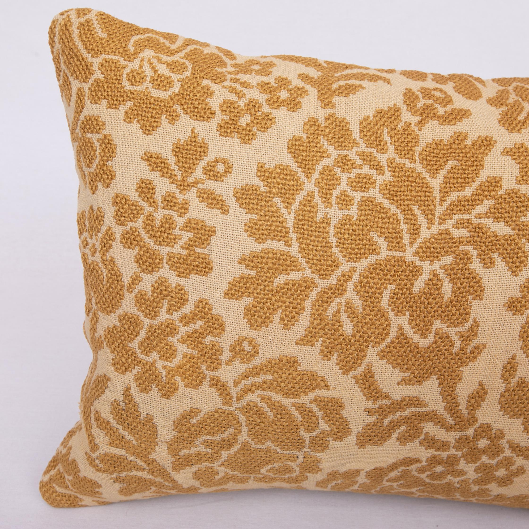 Suzani Antique Pillowcase Made from an Early 20th C. European Embroidery For Sale