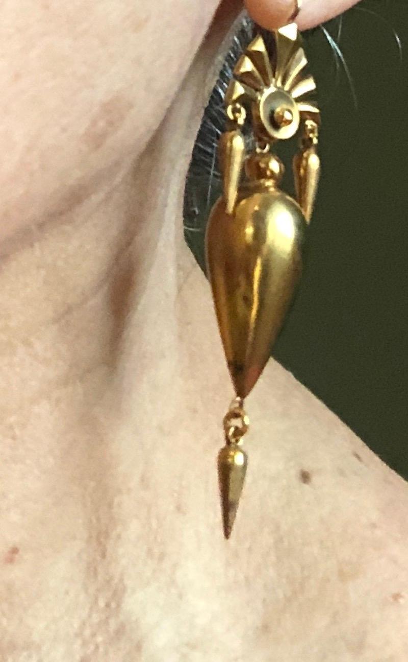 Antique Pinchbeck Egyptian Revival Dangle Earrings 6