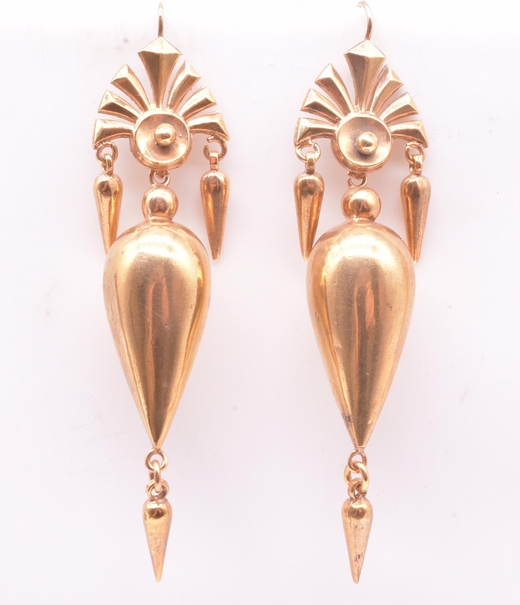 Women's Antique Pinchbeck Egyptian Revival Dangle Earrings