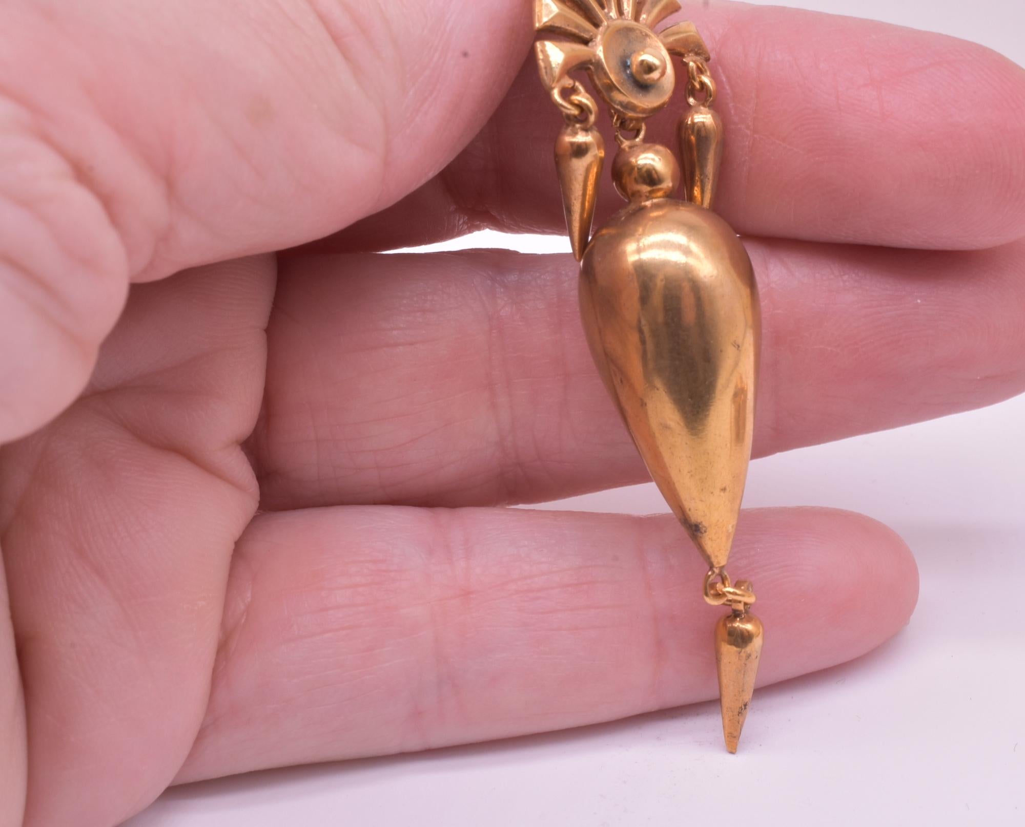 Antique Pinchbeck Egyptian Revival Dangle Earrings 1