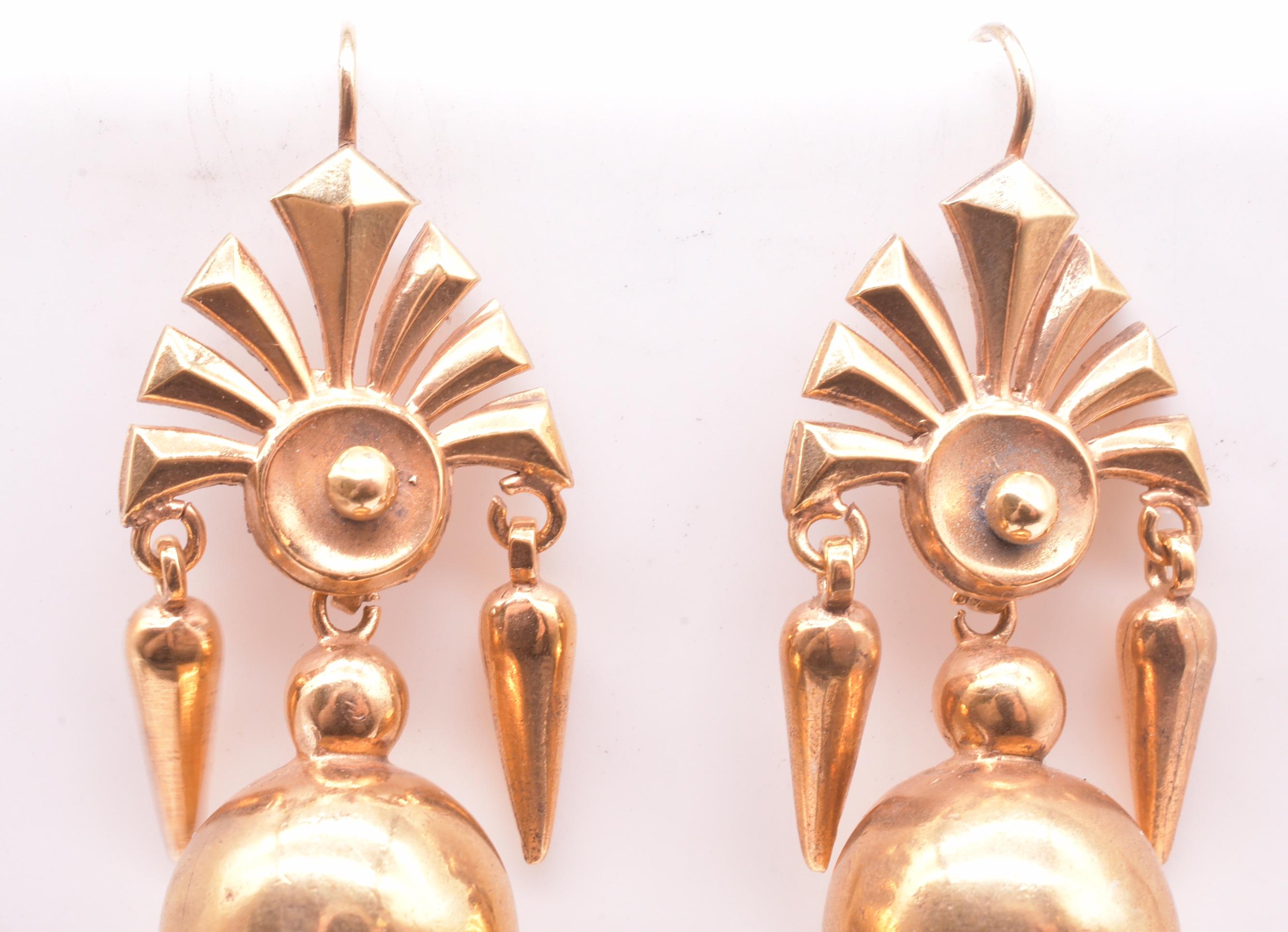 Antique Pinchbeck Egyptian Revival Dangle Earrings 2