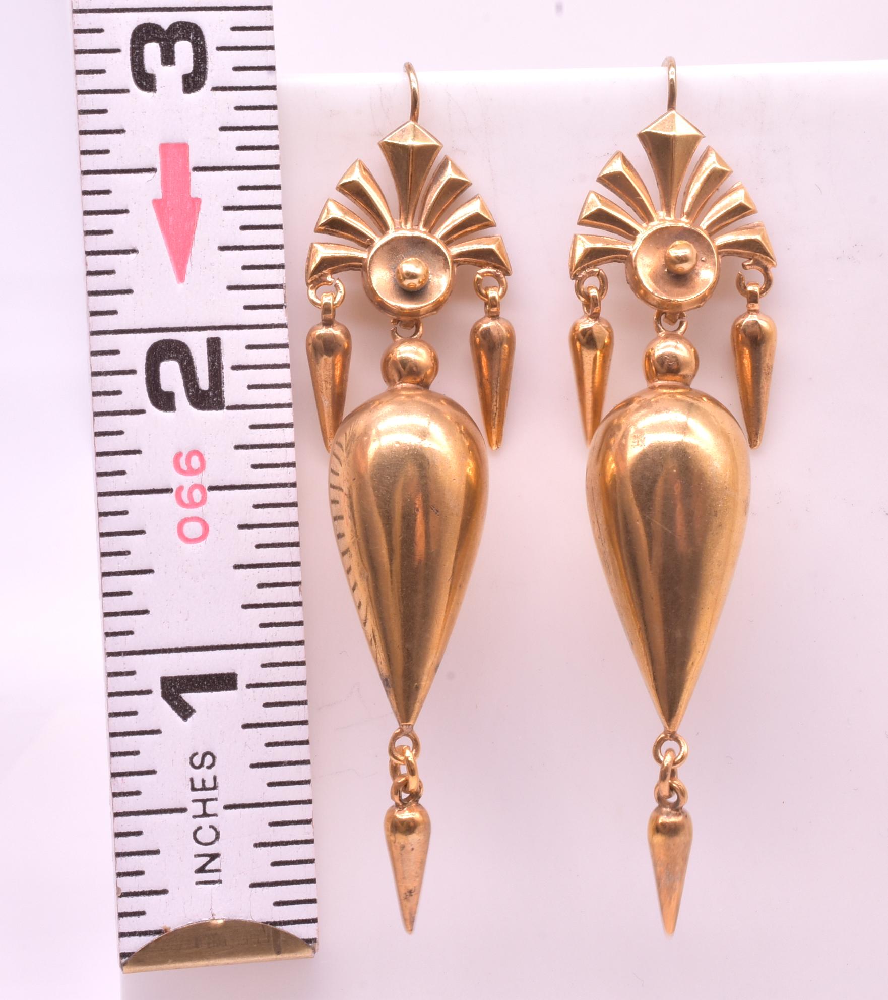 Antique Pinchbeck Egyptian Revival Dangle Earrings 3