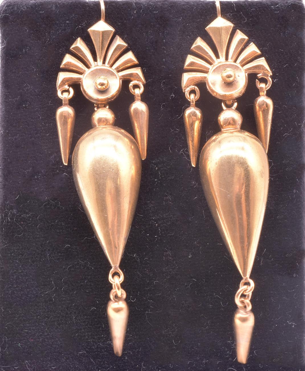 Antique Pinchbeck Egyptian Revival Dangle Earrings 4