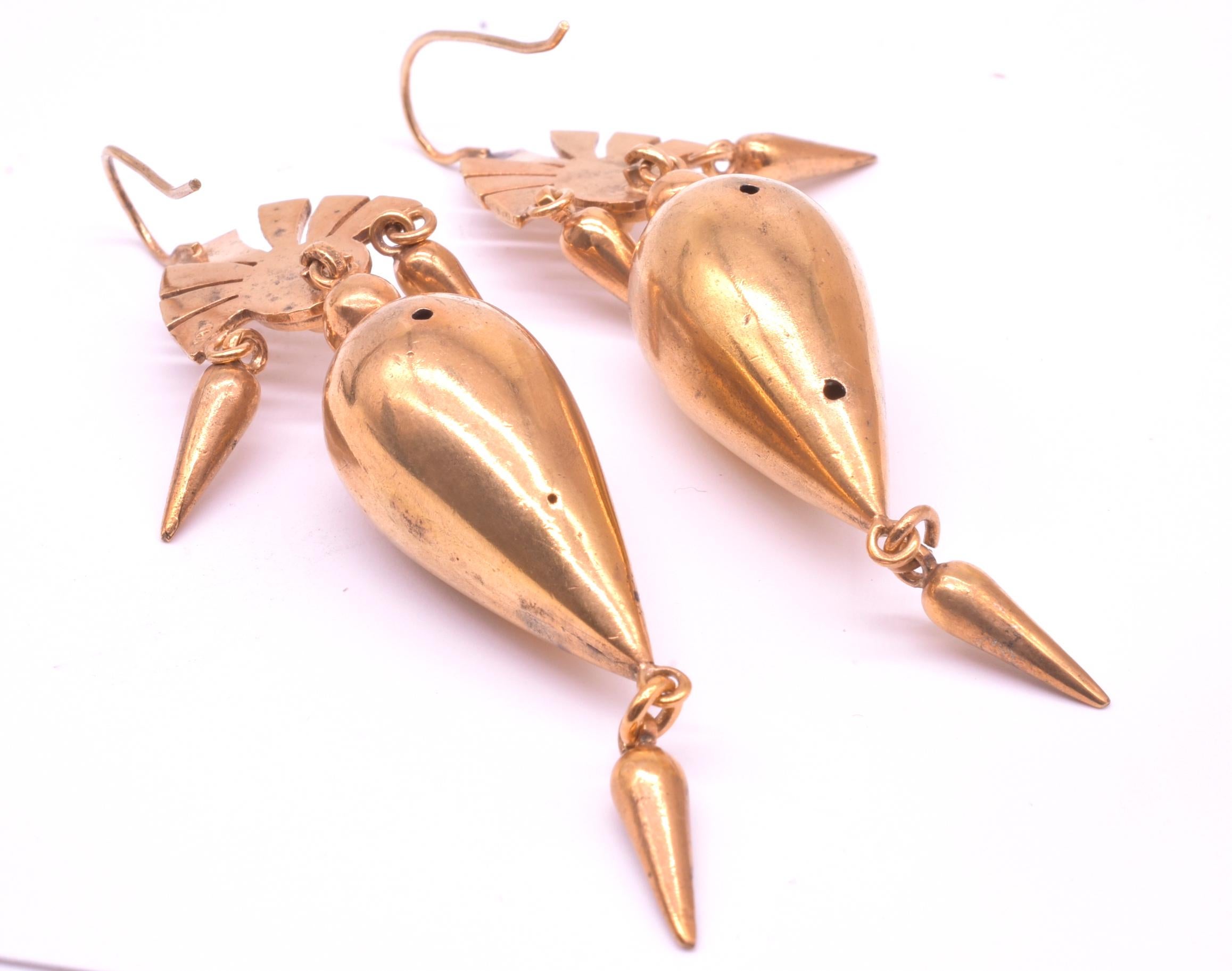 Antique Pinchbeck Egyptian Revival Dangle Earrings 5