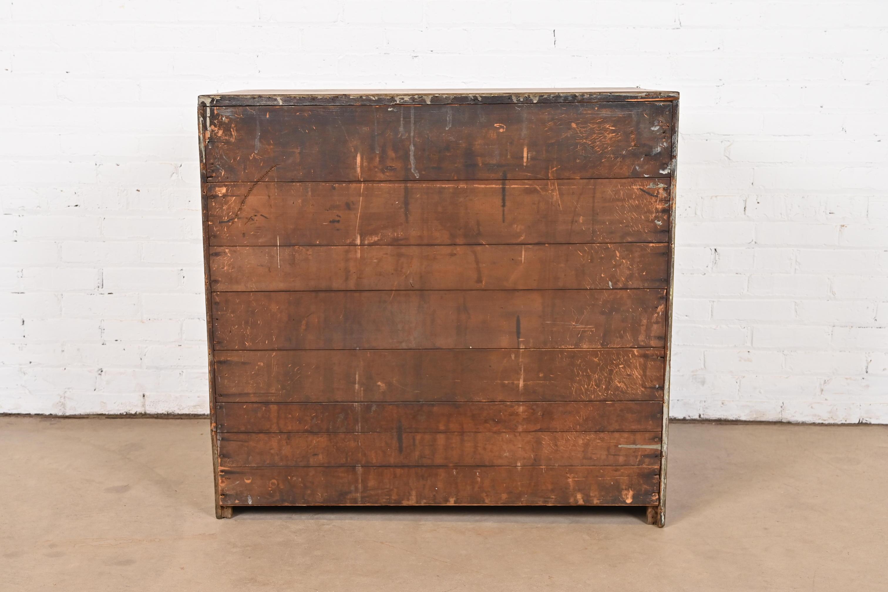 Antique Pine 12-Drawer Blueprint Flat File Cabinet by Hamilton, Circa 1900 3