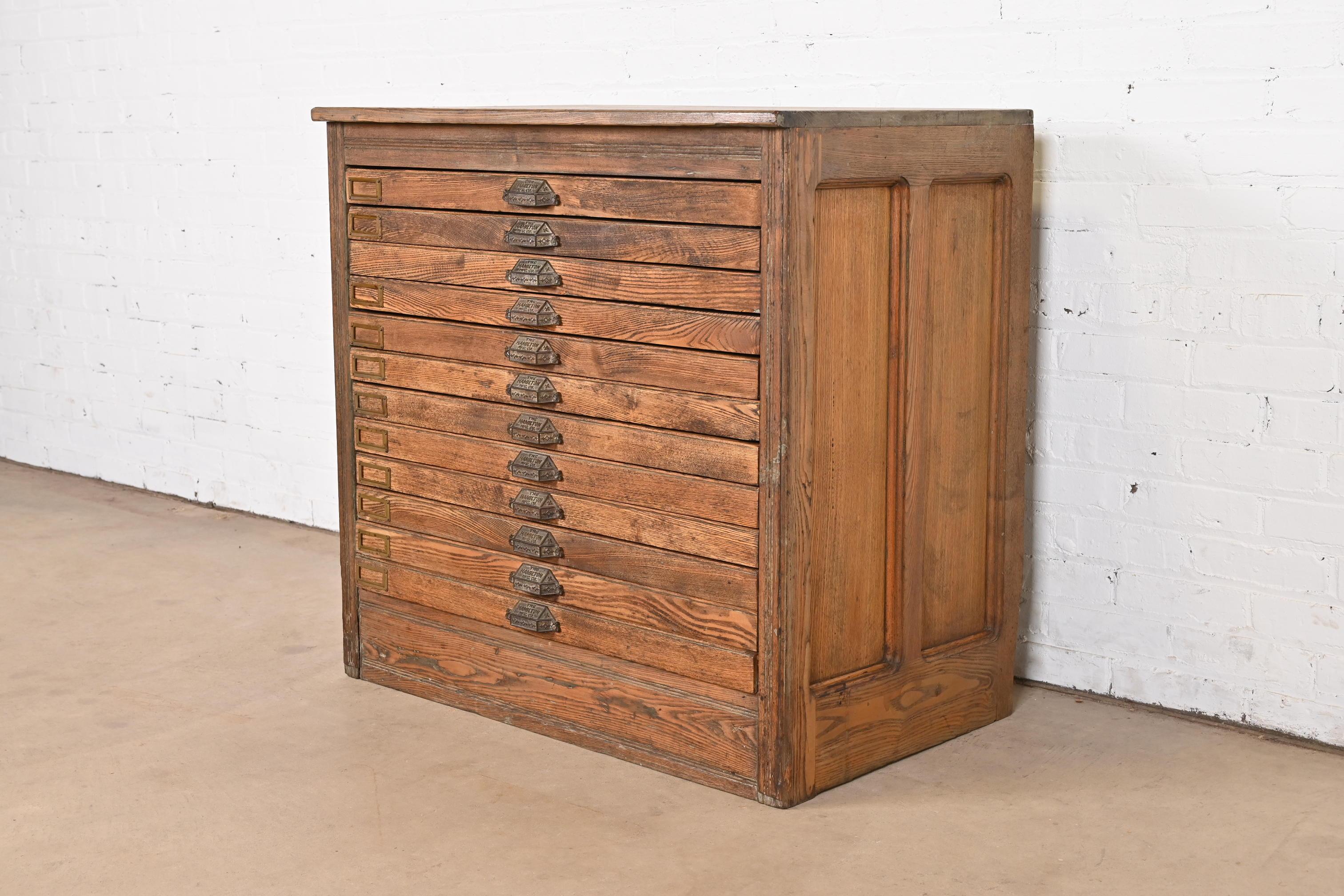 wooden flat file cabinet
