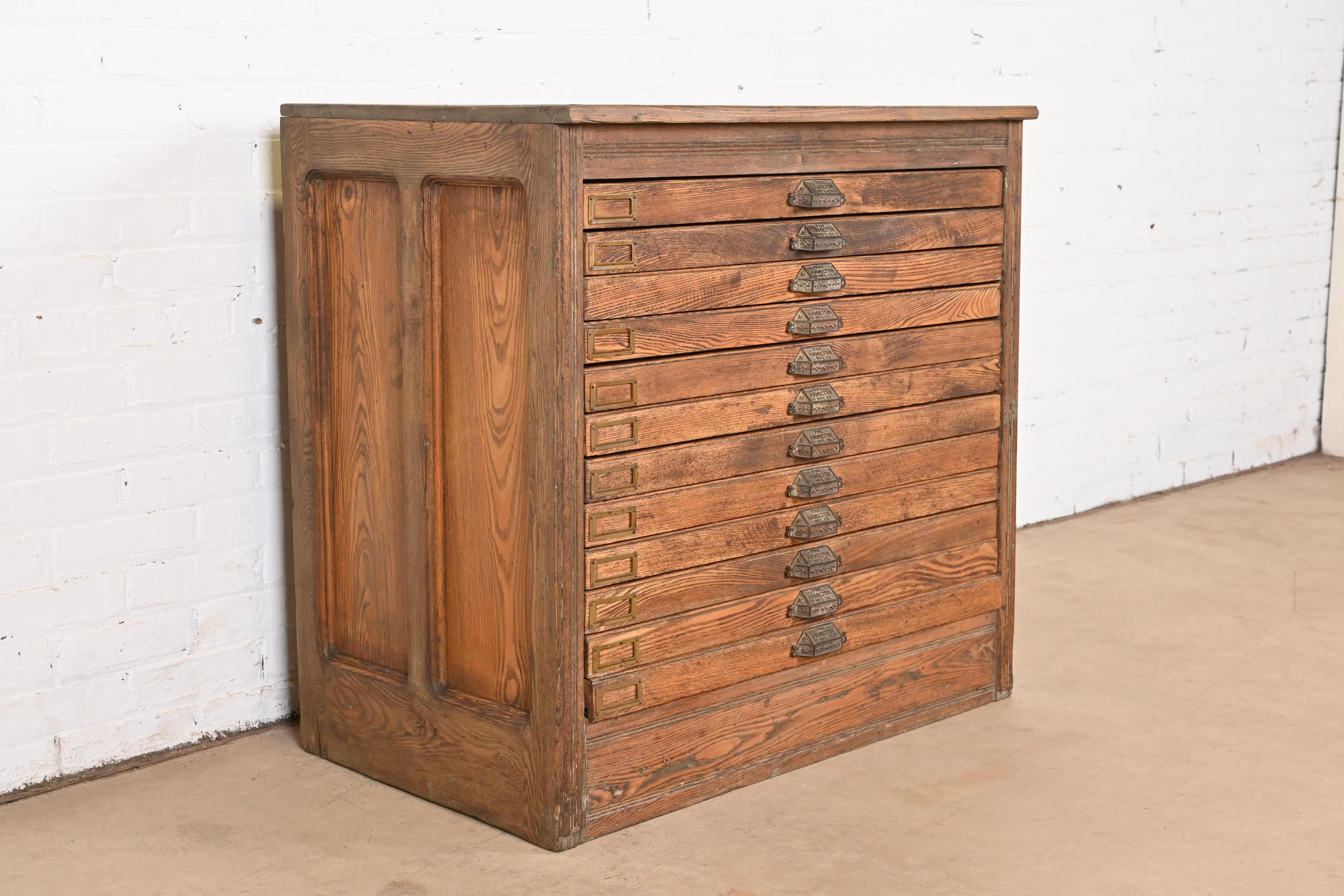 wooden flat file cabinet
