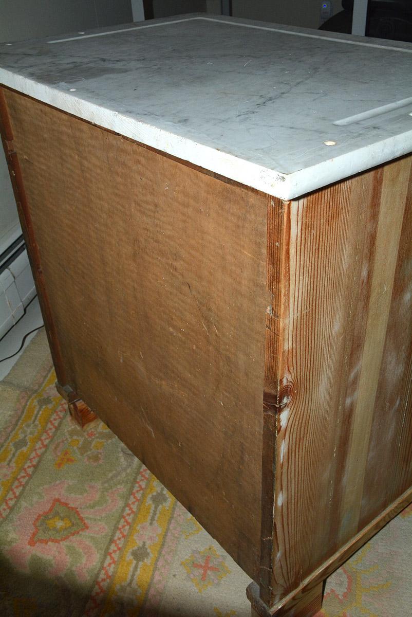 Antique Pine and Marble Top Nightstand For Sale 1