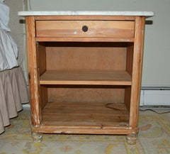 Antique Pine and Marble Top Nightstand