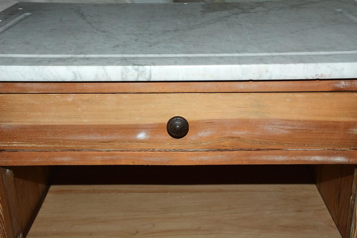 Antique Pine and Marble Top Nightstand In Good Condition For Sale In Sheffield, MA