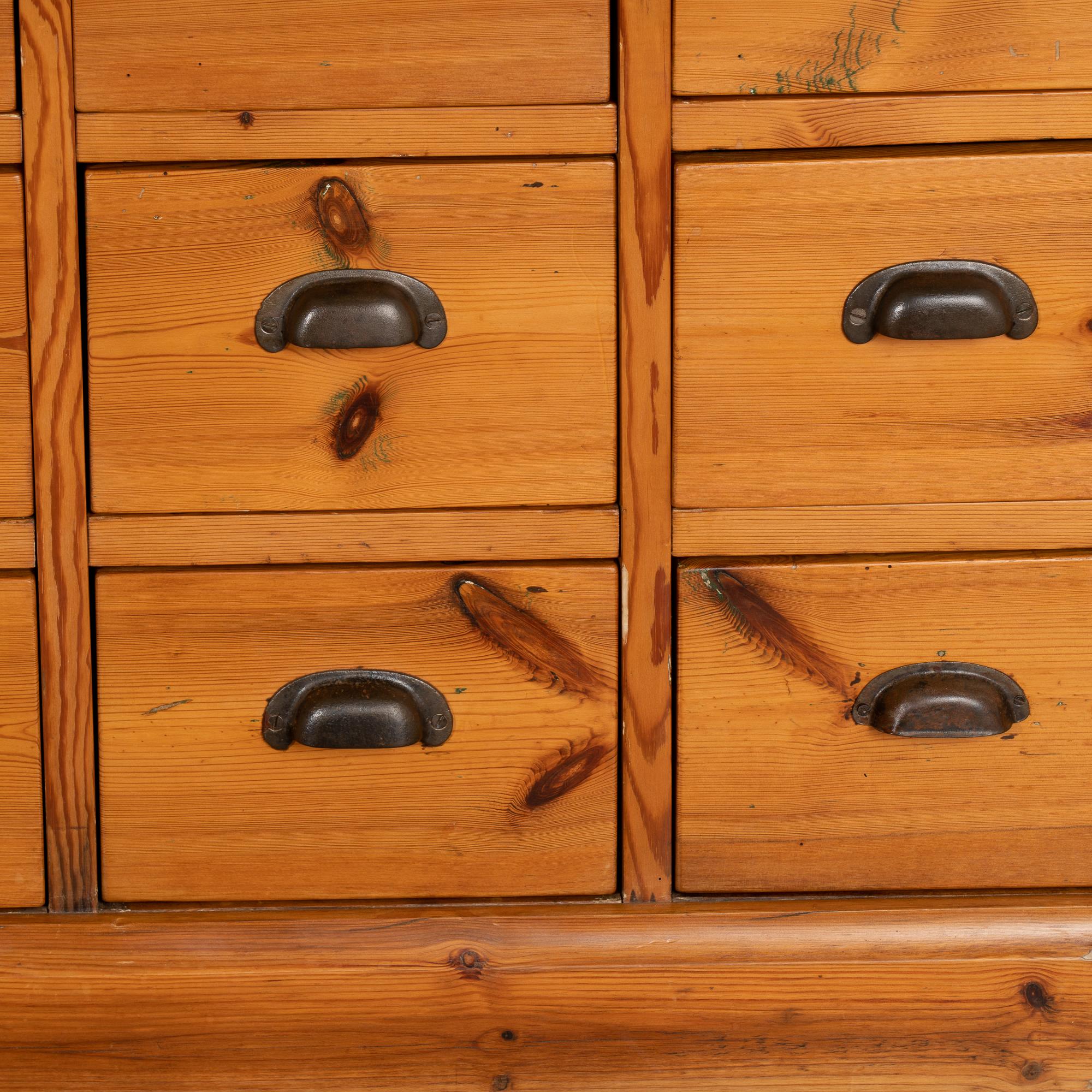 Danish Antique Pine Apothecary Cabinet Chest of 18 Drawers, Denmark, circa 1880 For Sale