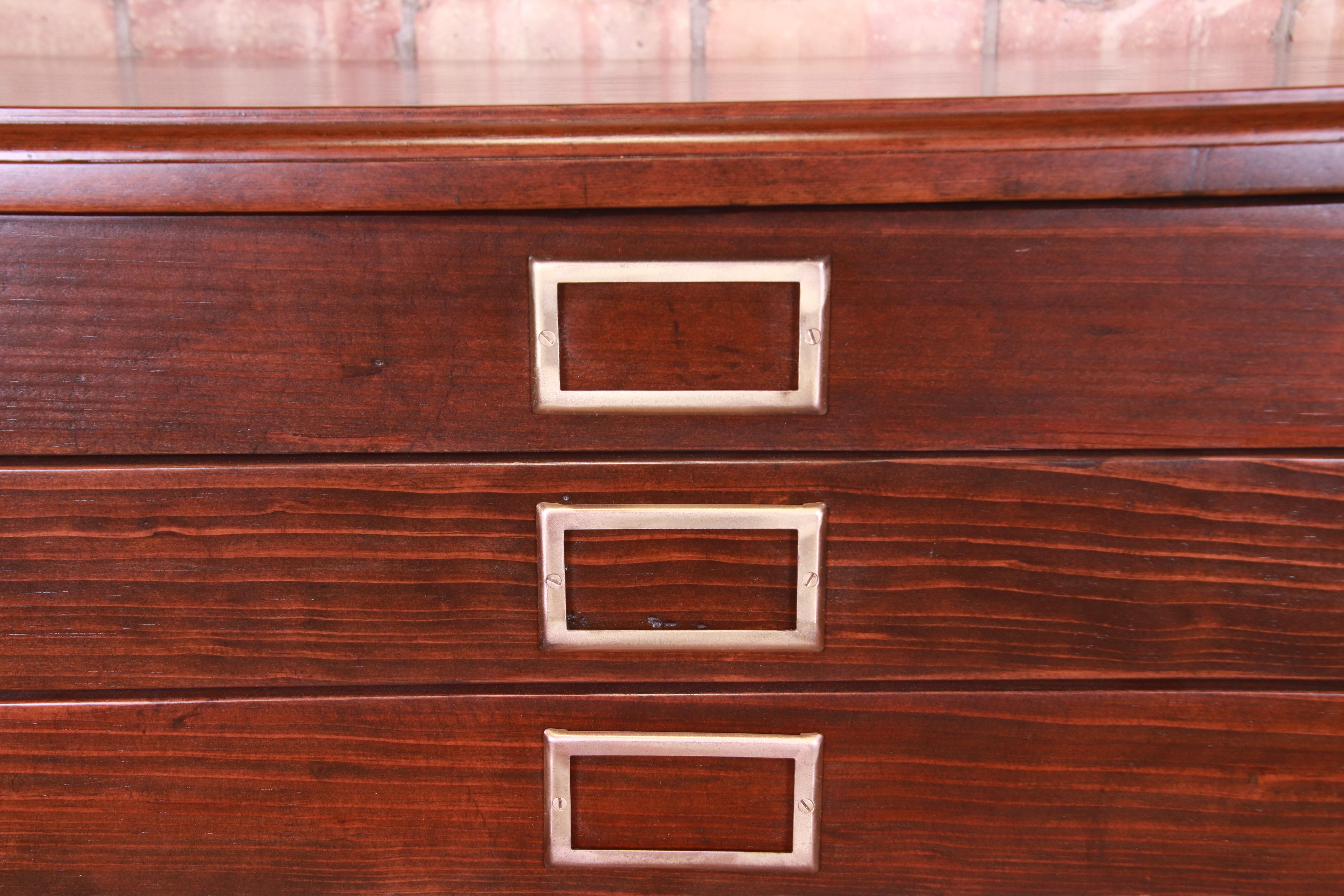 Antique Pine Architect's Blueprint 16-Drawer Flat File Cabinet, Newly Refinished 3