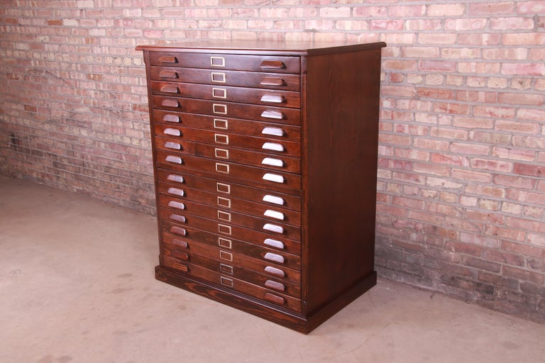 Antique Pine Architect's Blueprint 16Drawer Flat File Newly
