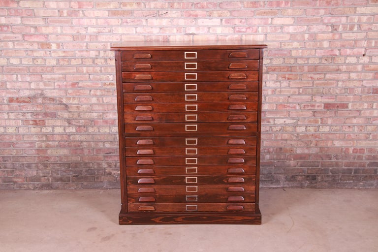 Antique Pine Architect's Blueprint 16Drawer Flat File Newly