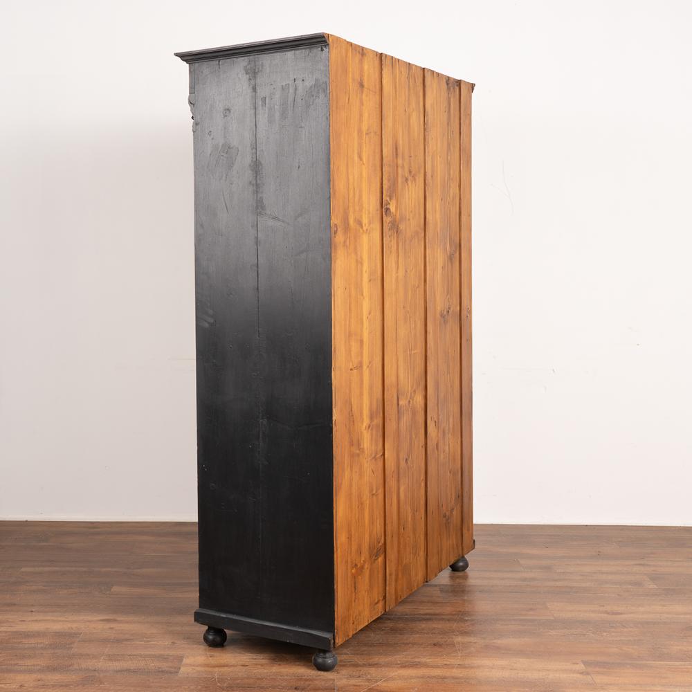 Antique Pine Armoire Cabinet Painted Black, Hungary, circa 1890 5
