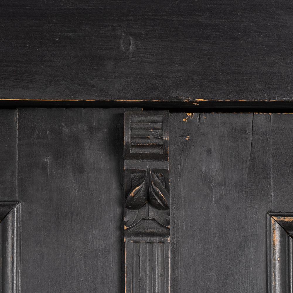 Antique Pine Armoire Cabinet Painted Black, Hungary, circa 1890 4