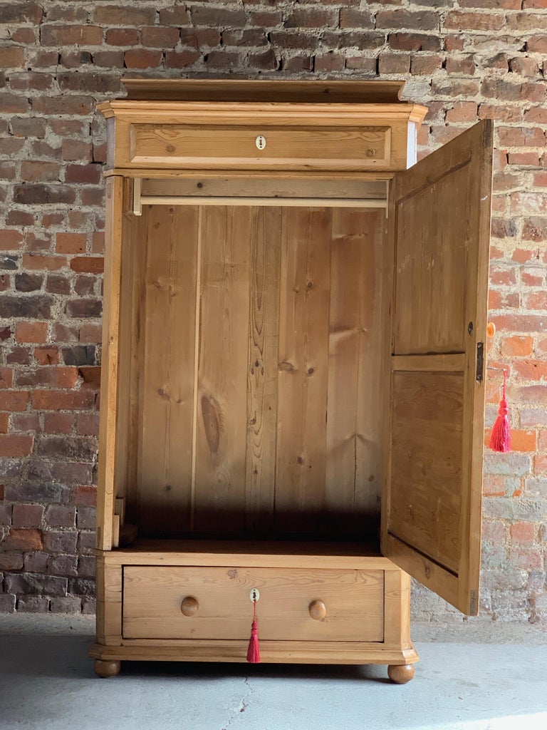 Antique Pine Armoire Wardrobe 19th Century Made In Denmark Circa