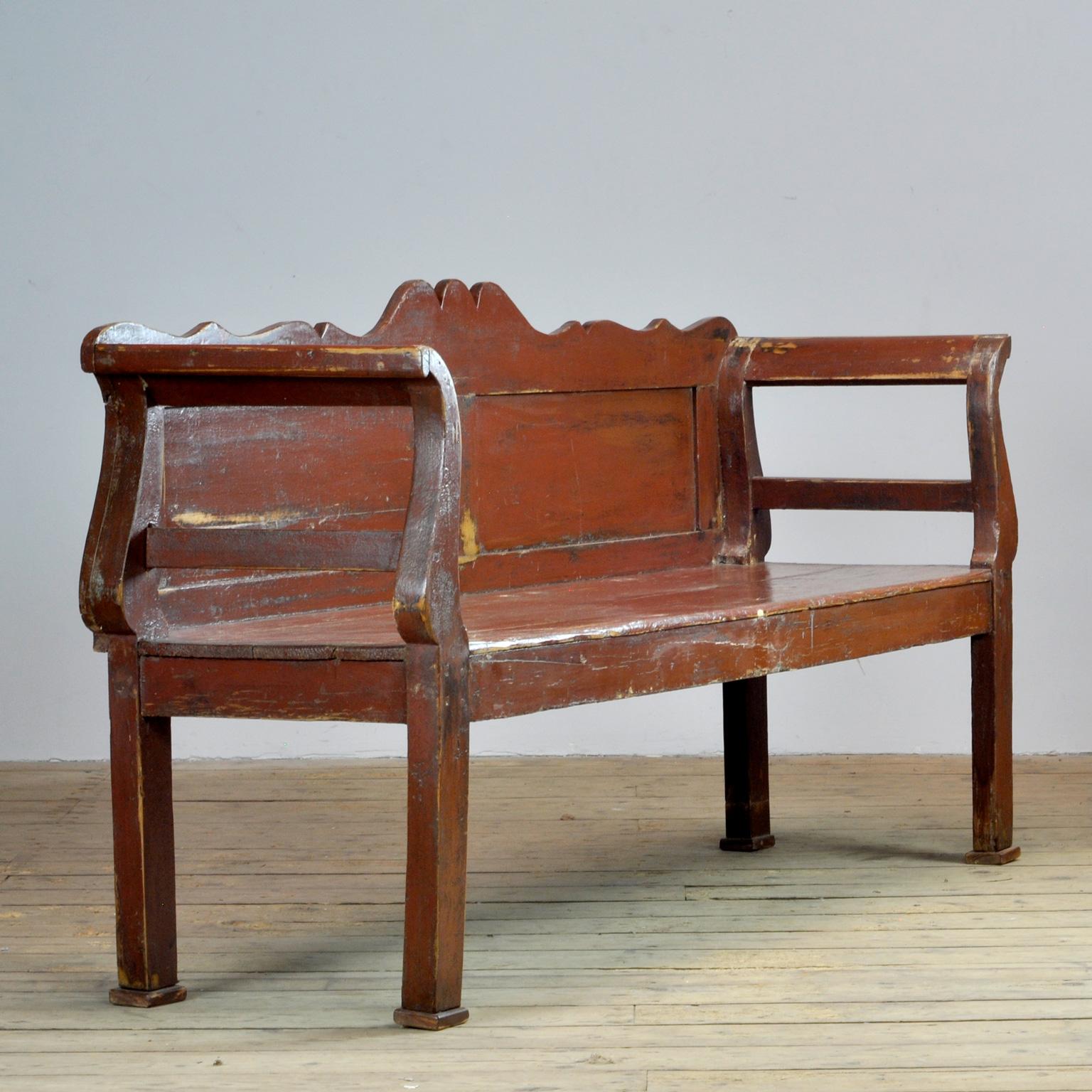 Rustic Antique Pine Bench, 1920s