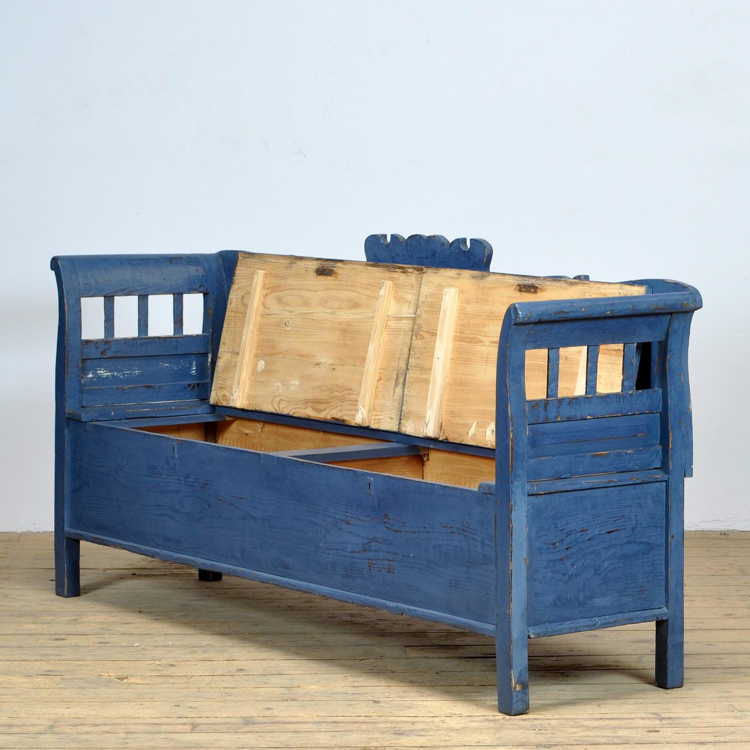 Painted Antique Pine Bench, 1920s
