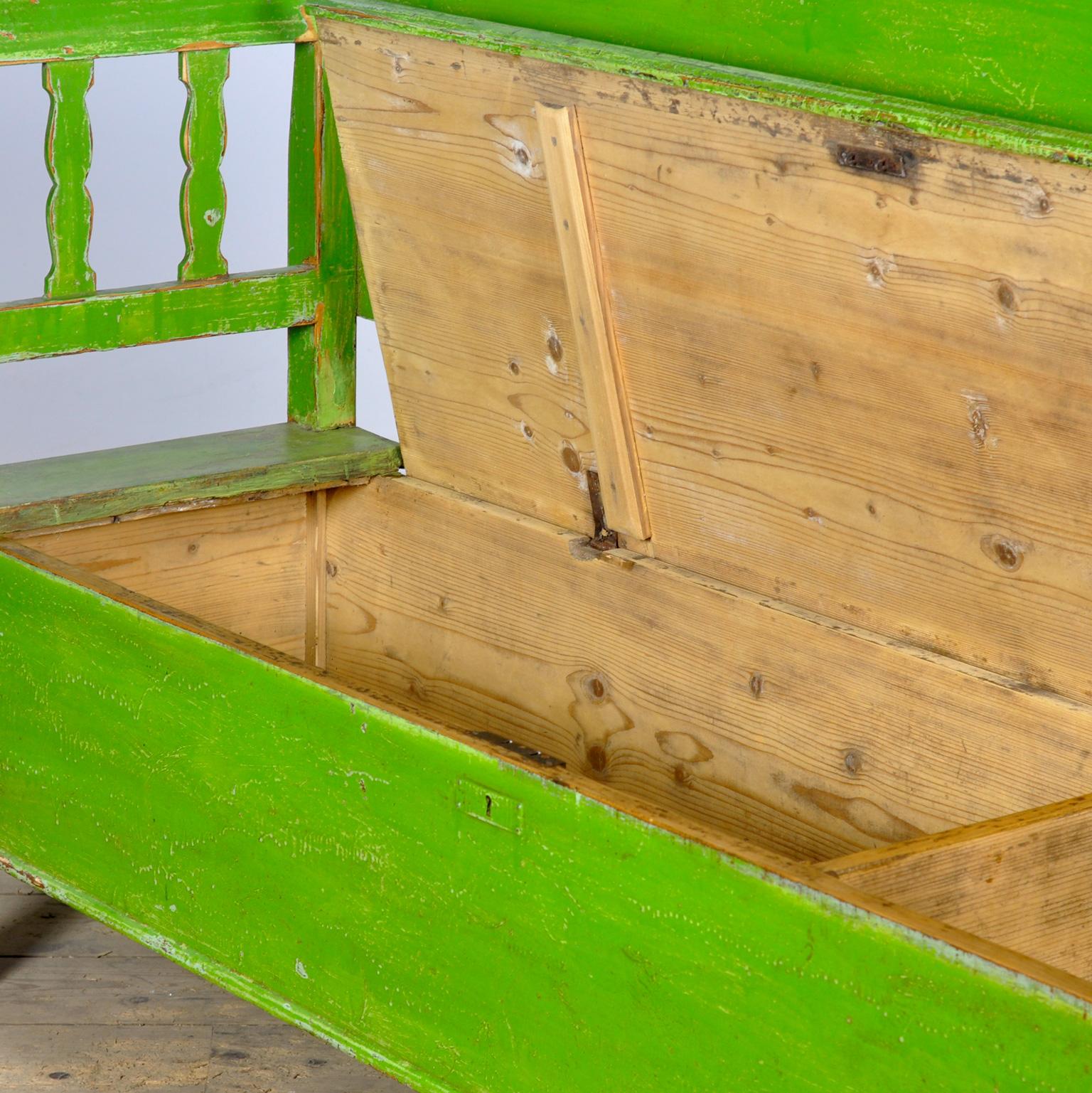 Painted Antique Pine Bench, 1920’s For Sale