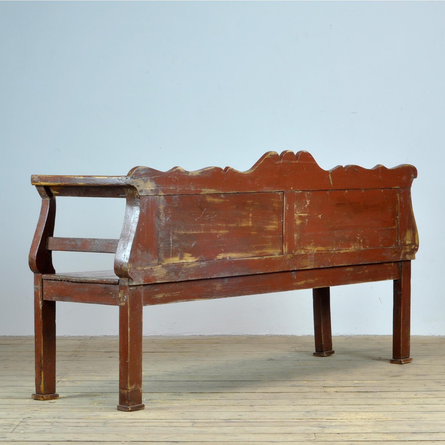 Hungarian Antique Pine Bench, 1920s